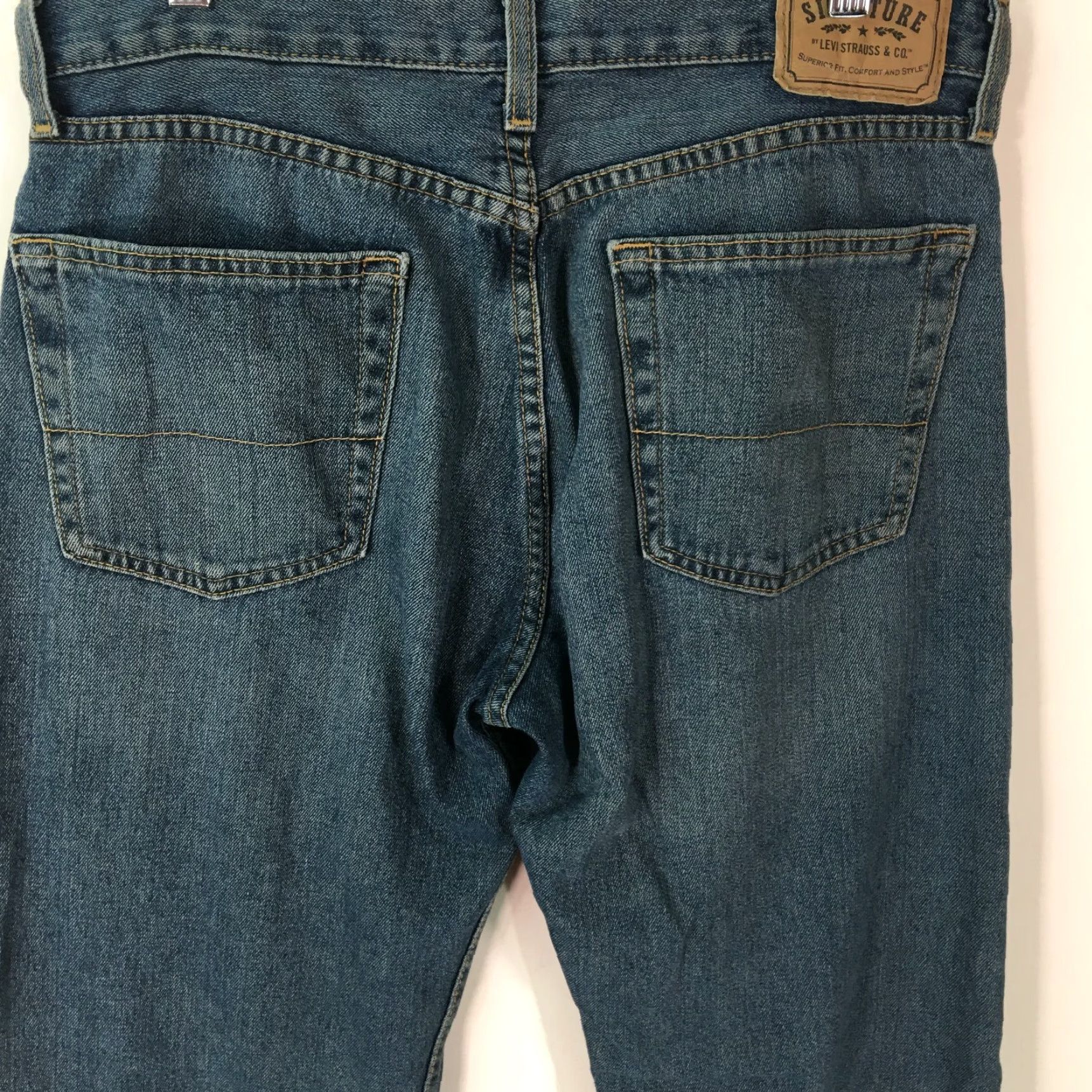 CO Signature By Levi Strauss & Co Mens Jeans Straight Blue 34X34 5-Pocket Denim 100% Cotton Mens Size US 34 / EU 50 - 3 Thumbnail