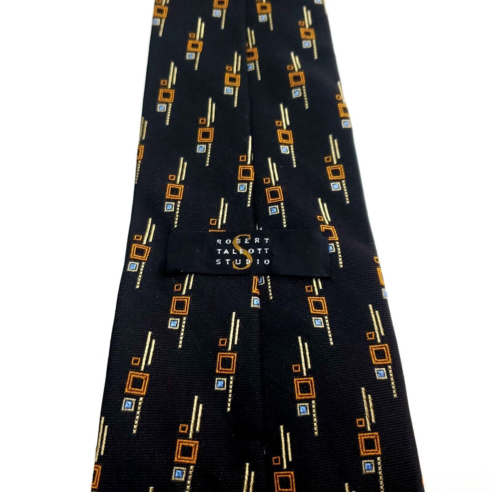 Robert Talbott Robert Talbott Silk Tie Woven Charcoal Brown Wide Geometric Size ONE SIZE - 3 Thumbnail