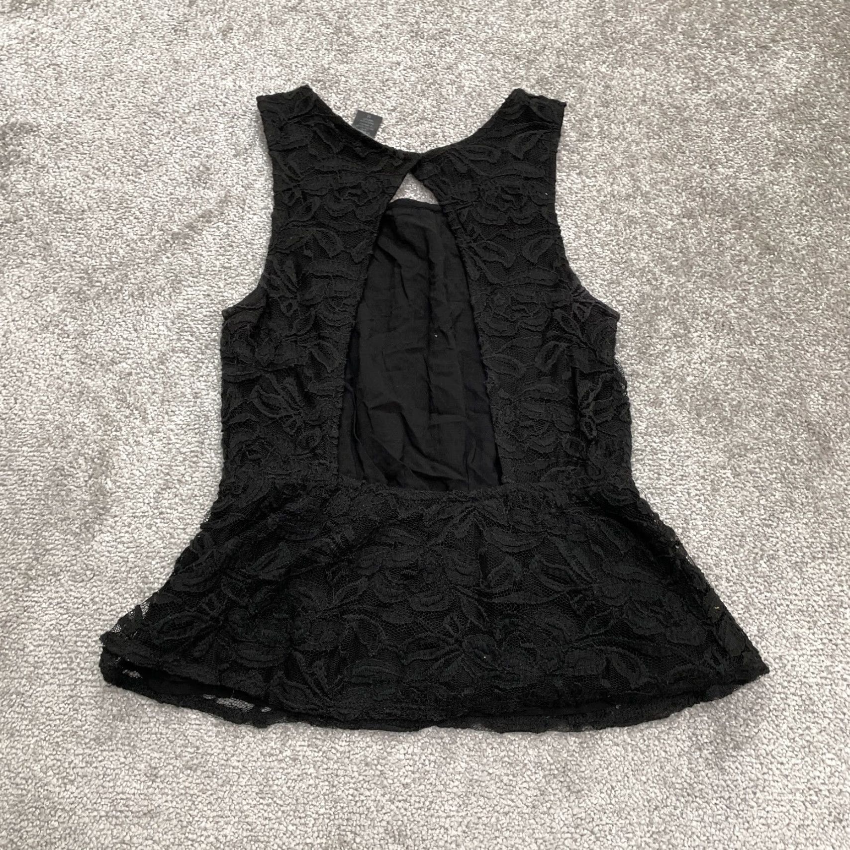 AQUA Aqua Blouse Women Adult Medium Black Lace Backless Sleeveless Designer Classic Modern Size M / US 6-8 / IT 42-44 - 2 Thumbnail