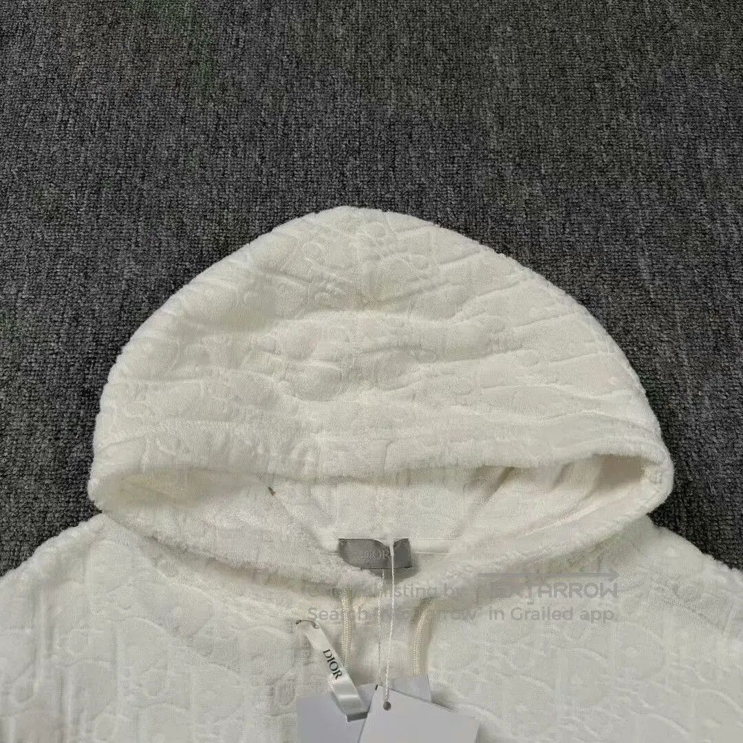 Dior white hooded sweatshirt with towel print. Size US M / EU 48-50 / 2 - 3 Thumbnail