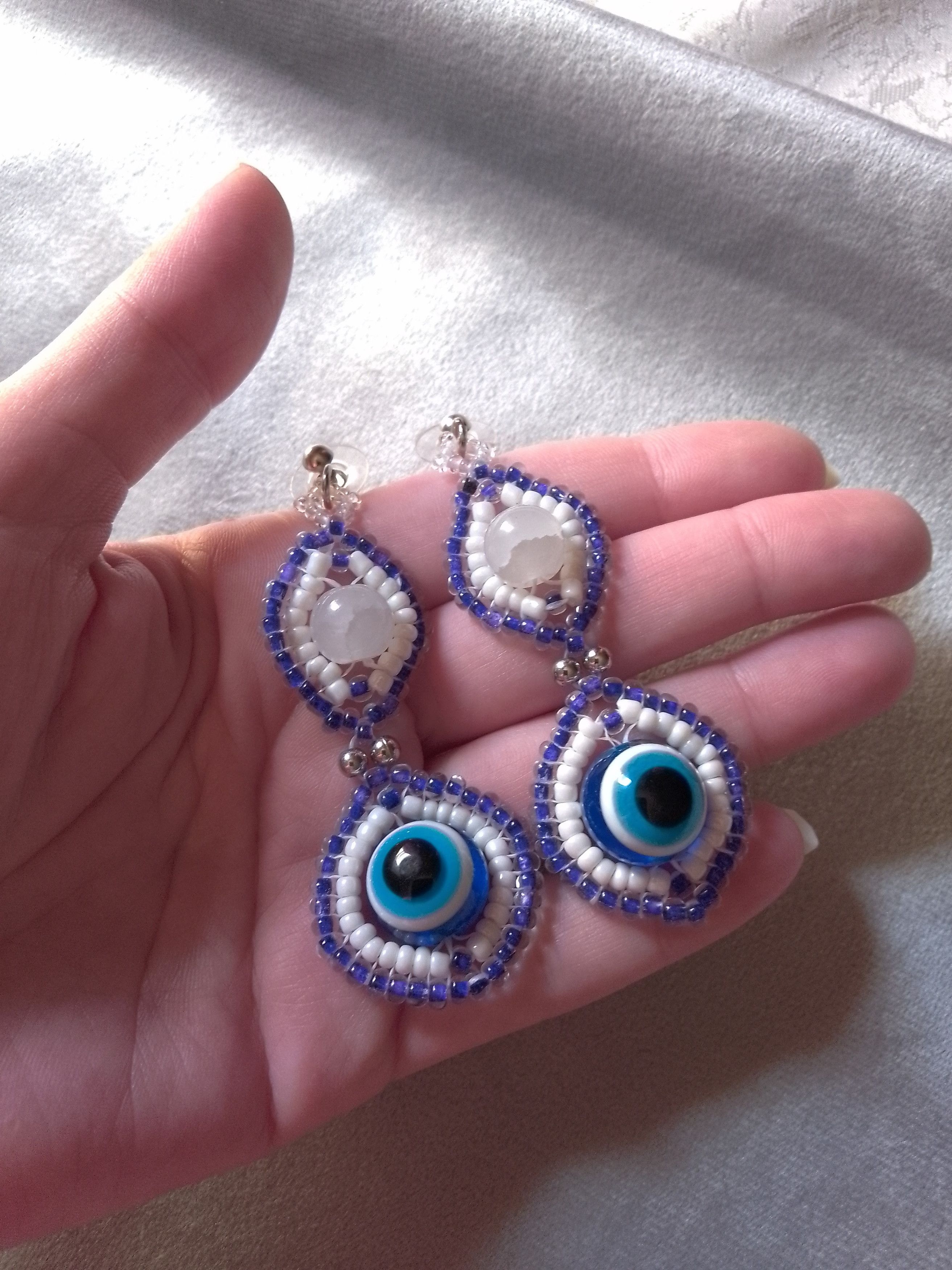 Other Boho Earrings Eye of Nazar and moonstones gems Size ONE SIZE - 6 Thumbnail