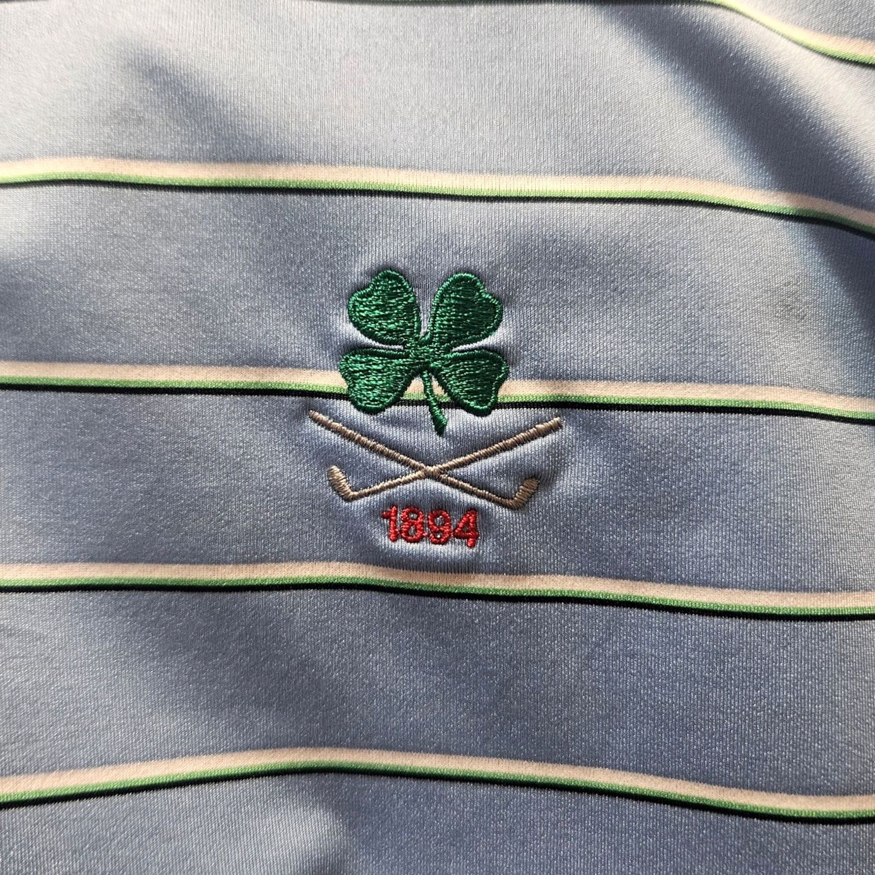 Vintage RLX Polo Shirt Mens Size Large Blue Striped Embroidered Clover 1894 Golf Size US L / EU 52-54 / 3 - 4 Thumbnail