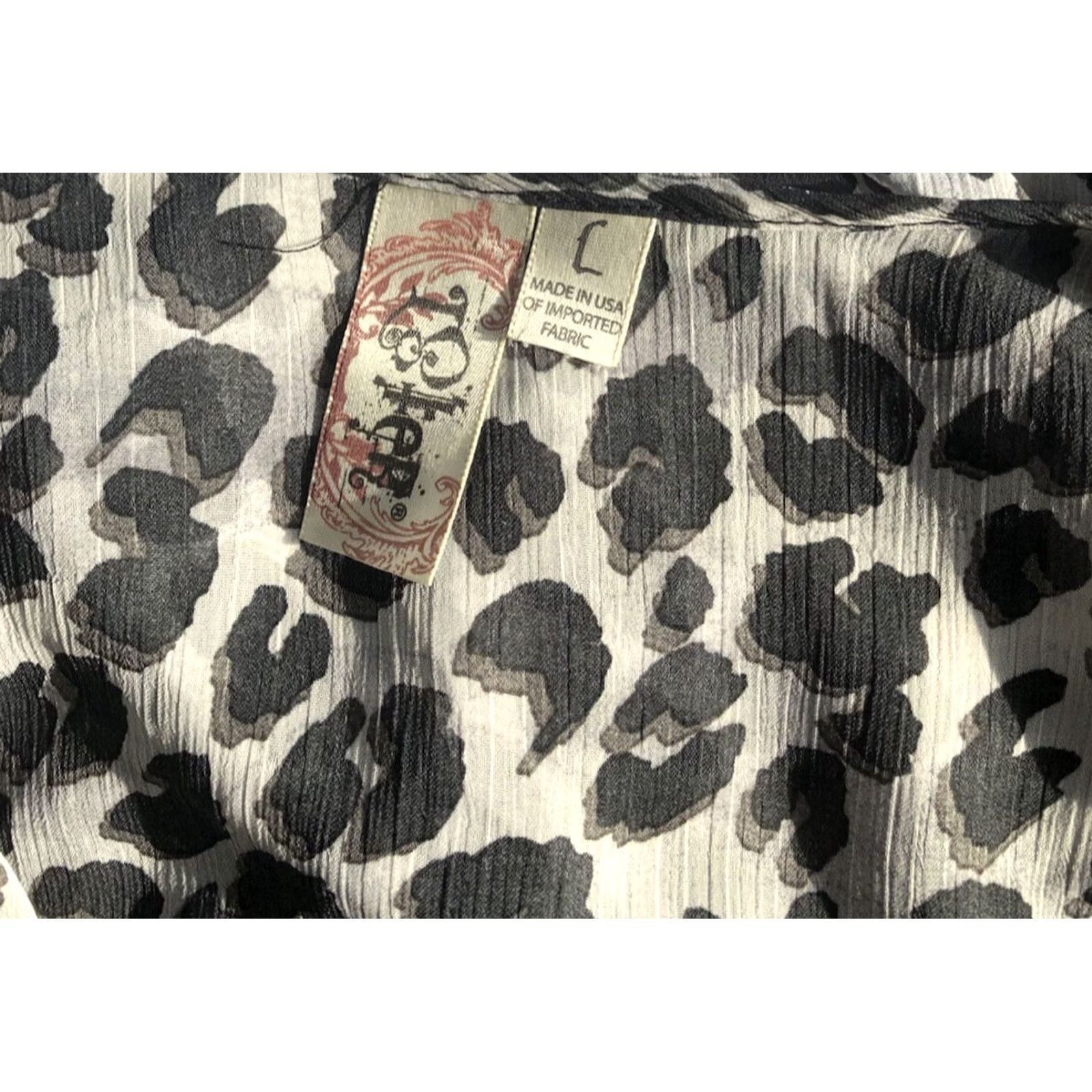 Vintage VINTAGE Later Sheer Blouse L Black and Gray Leopard V-Neck Chiffon Cross Over Asymmetrical Hi Lo 90s Y2K Fairy Glam Women Branded Size L / US 10 / IT 46 - 5 Thumbnail