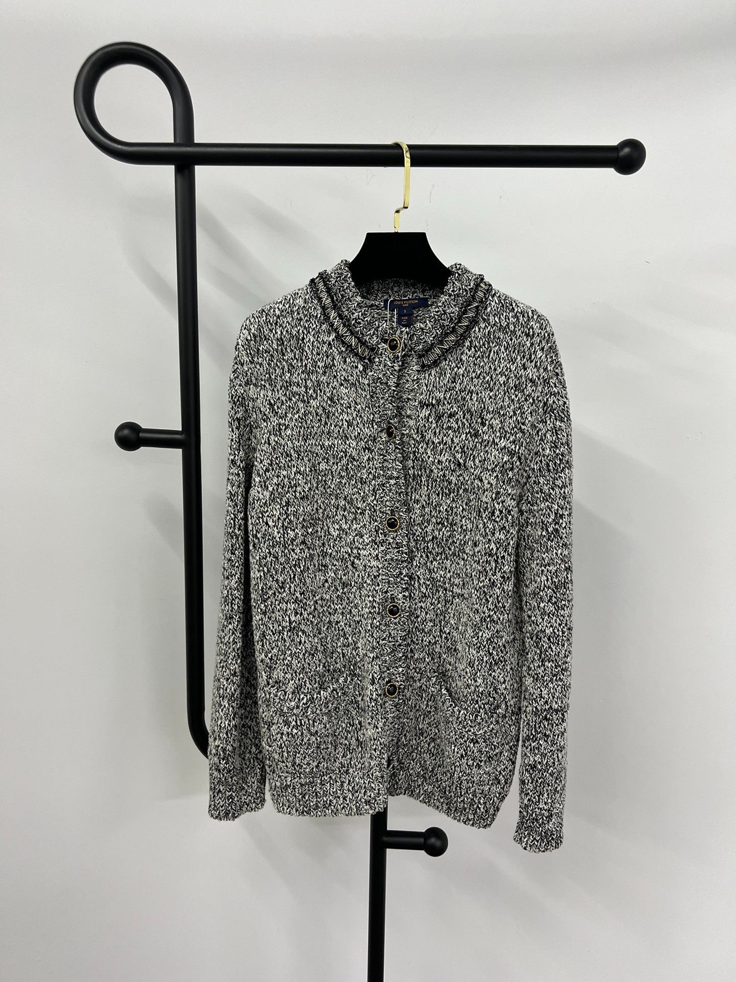 Louis Vuitton LV Gray Beaded Collar Knit Cardigan Size S / US 4 / IT 40 - 1 Thumbnail