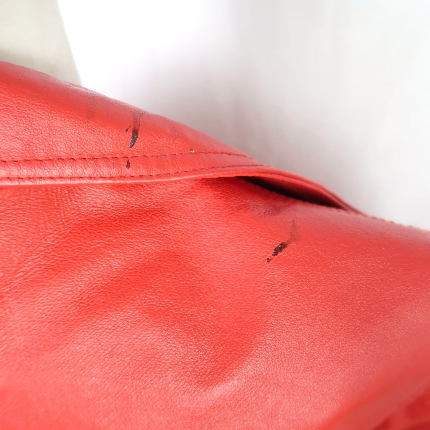 Vintage Cami Red Leather Button Front Jacket Womens 10 Regular Short Long Sleeve Biker Solid Vintage? Size L / US 10 / IT 46 - 7 Thumbnail