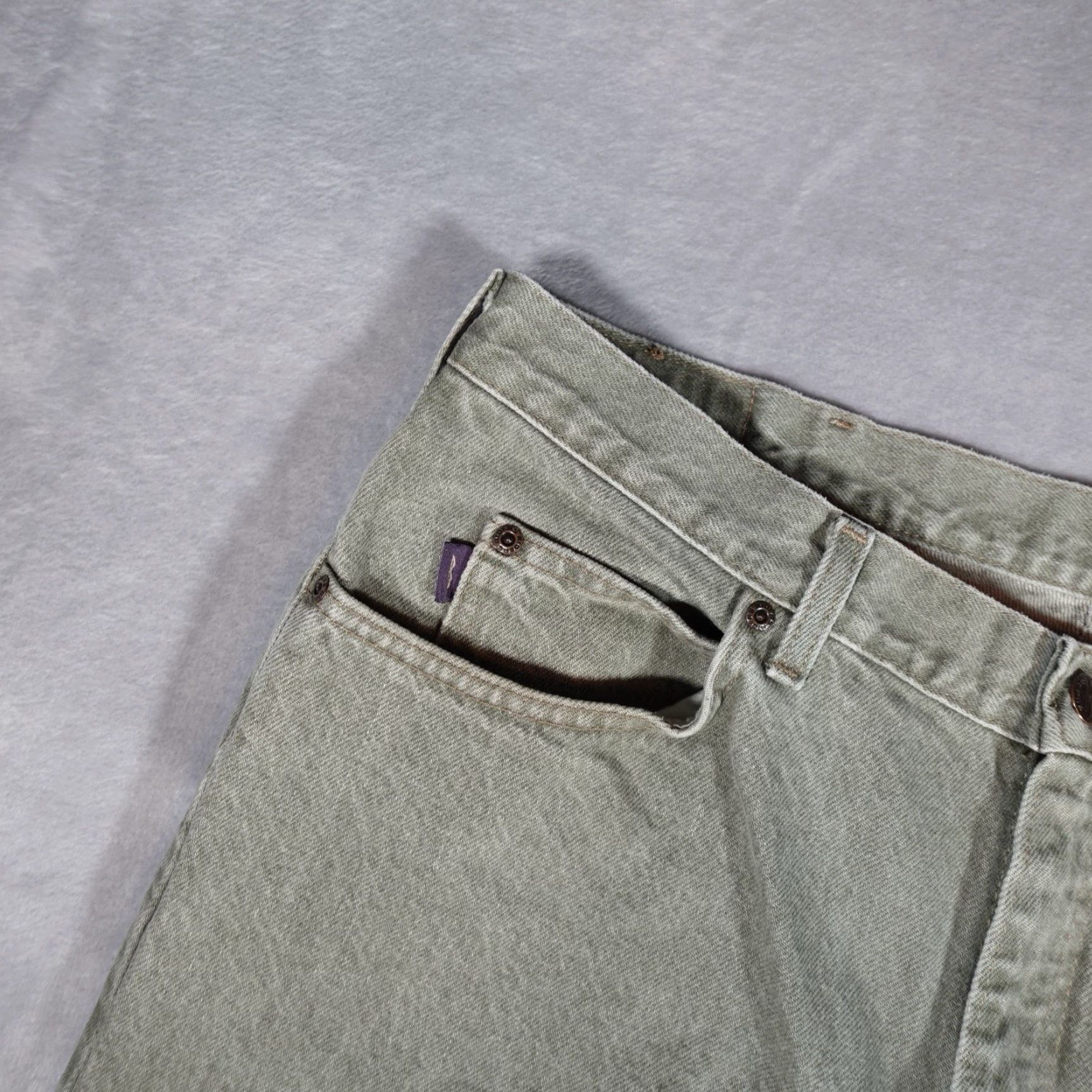Denime VINTAGE Denim Riders Jeans Mens 35x30 Green Made In USA Regular Fit Cotton Size US 35 - 4 Thumbnail