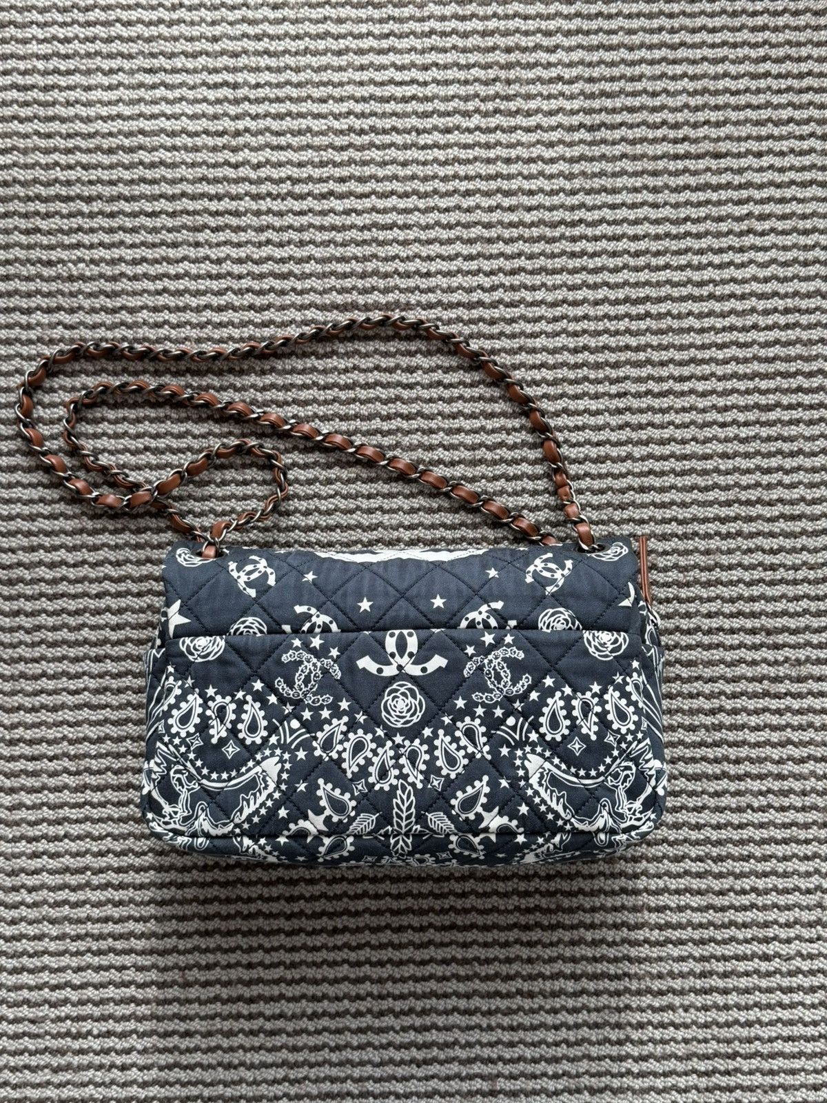 Chanel Chanel 14A Canvas Paris-Dallas Navy Bandana Classic Flap Bag Size ONE SIZE - 3 Thumbnail