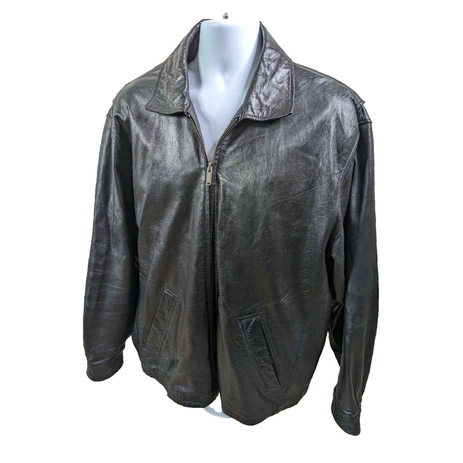 Vintage VINTAGE Wilsons Leather Jacket Men XL Black Full Zip Bomber Coat Car Size US XL / EU 56 / 4 - 3 Thumbnail