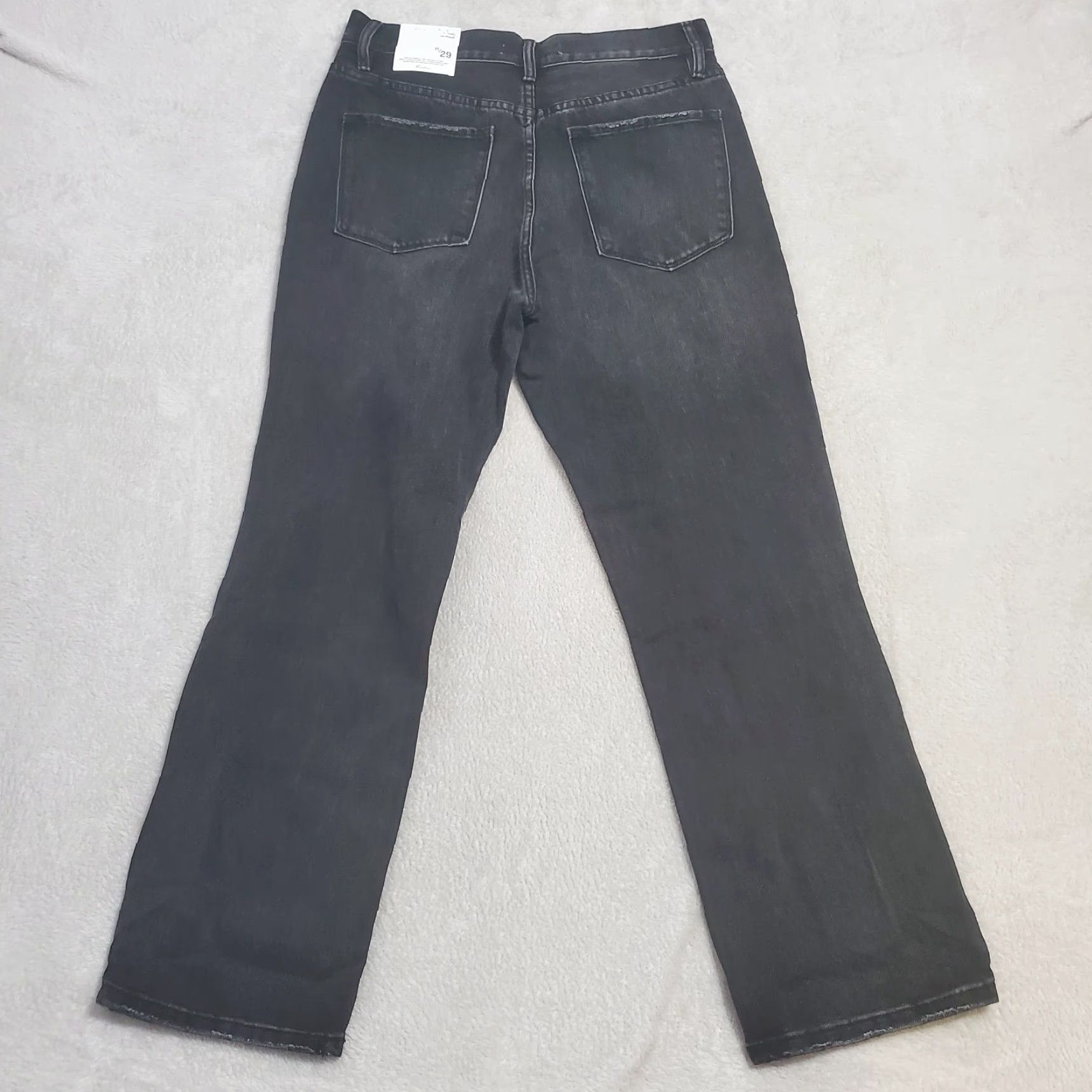Vintage Kancan Jeans Women 11/29 Black High Rise Straight Leg Button Fly Distressed Jeans Size 29" - 2 Thumbnail