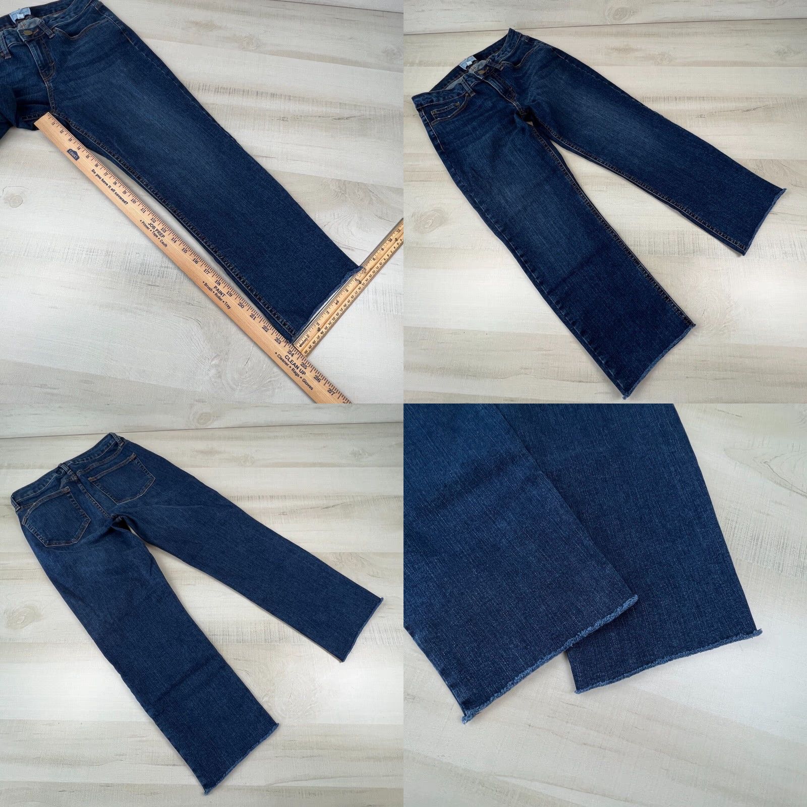 Vintage Daily Ritual Women's 27 Medium Wash Mid Rise Cropped Jeans Blue Frayed Hem Size 27" / US 4 / IT 40 - 8 Thumbnail