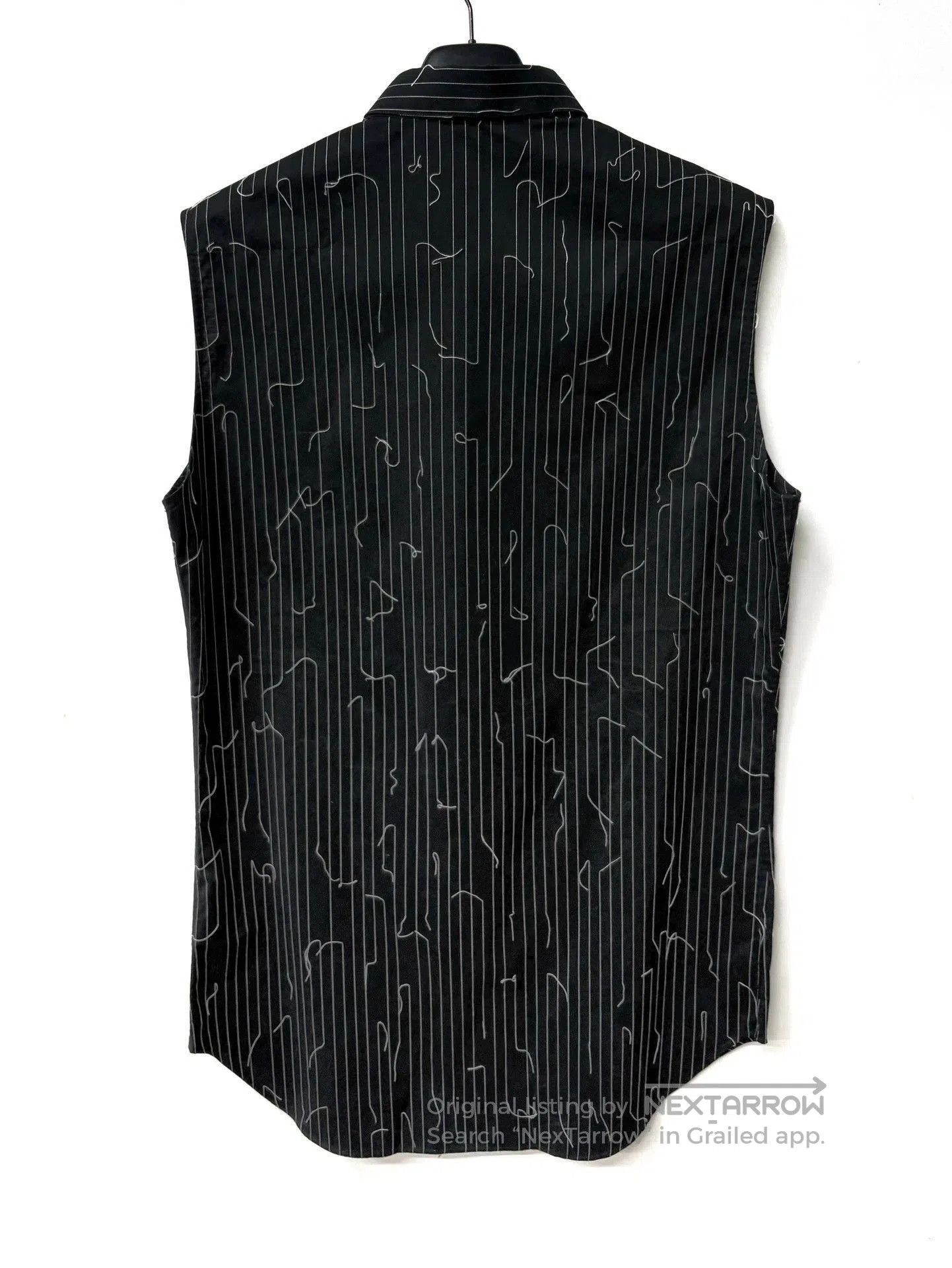 Dior Black Sleeveless Striped Abstract Button-Up Shirt. Size US M / EU 48-50 / 2 - 2 Thumbnail