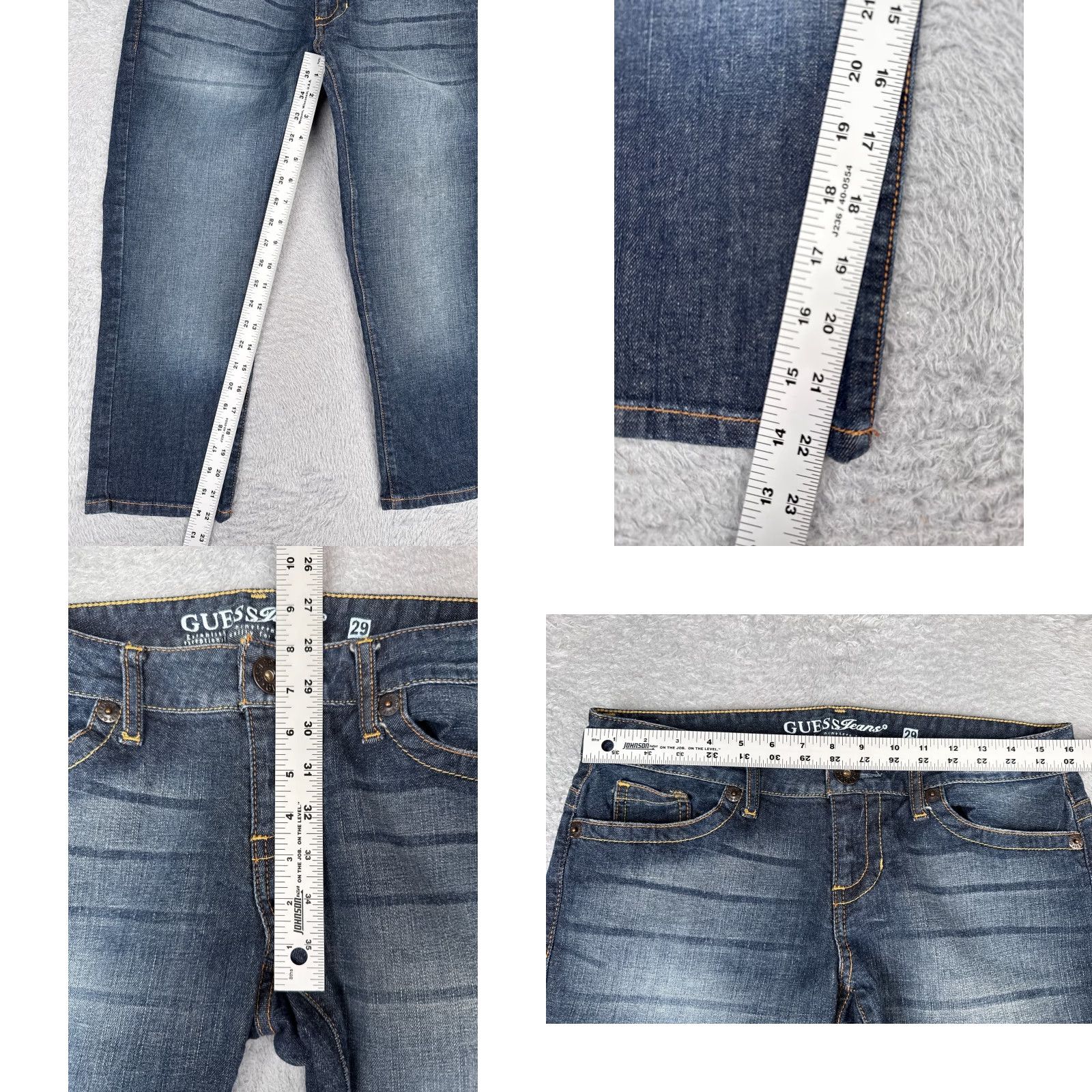 Guess GUESS Jeans Women 29 Blue Denim Capri Crop Low Rise Dark Cotton Blend 32x22 Jeans Size 29" - 8 Thumbnail