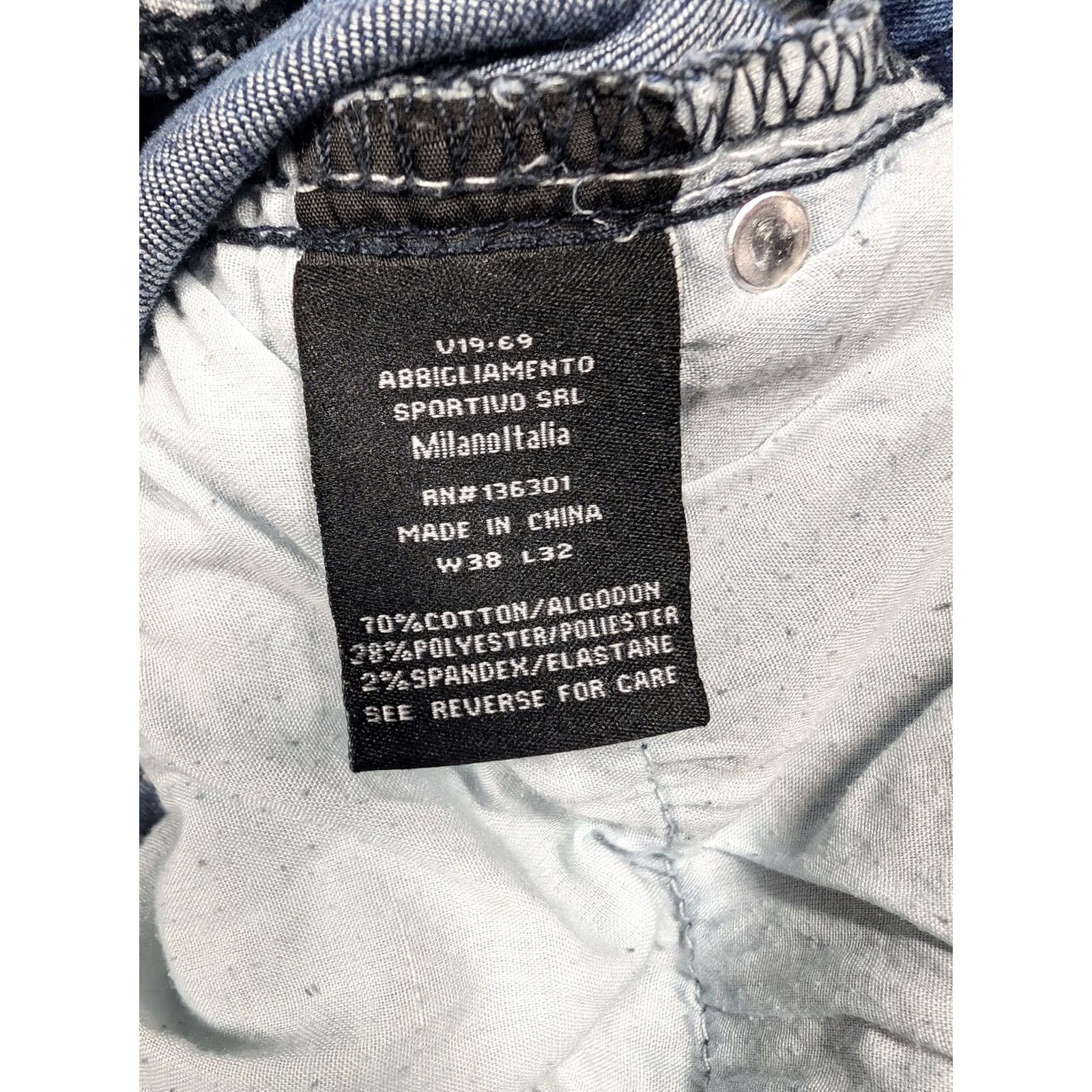 Vintage V1969 Jeans Mens 38x32 Blue Distressed Biker Moto Slim Fit Zipper Pockets Stretch Denim Jeans Mens Regular 38in XS? (Note: Correction) Size US 38 / EU 54 - 6 Thumbnail