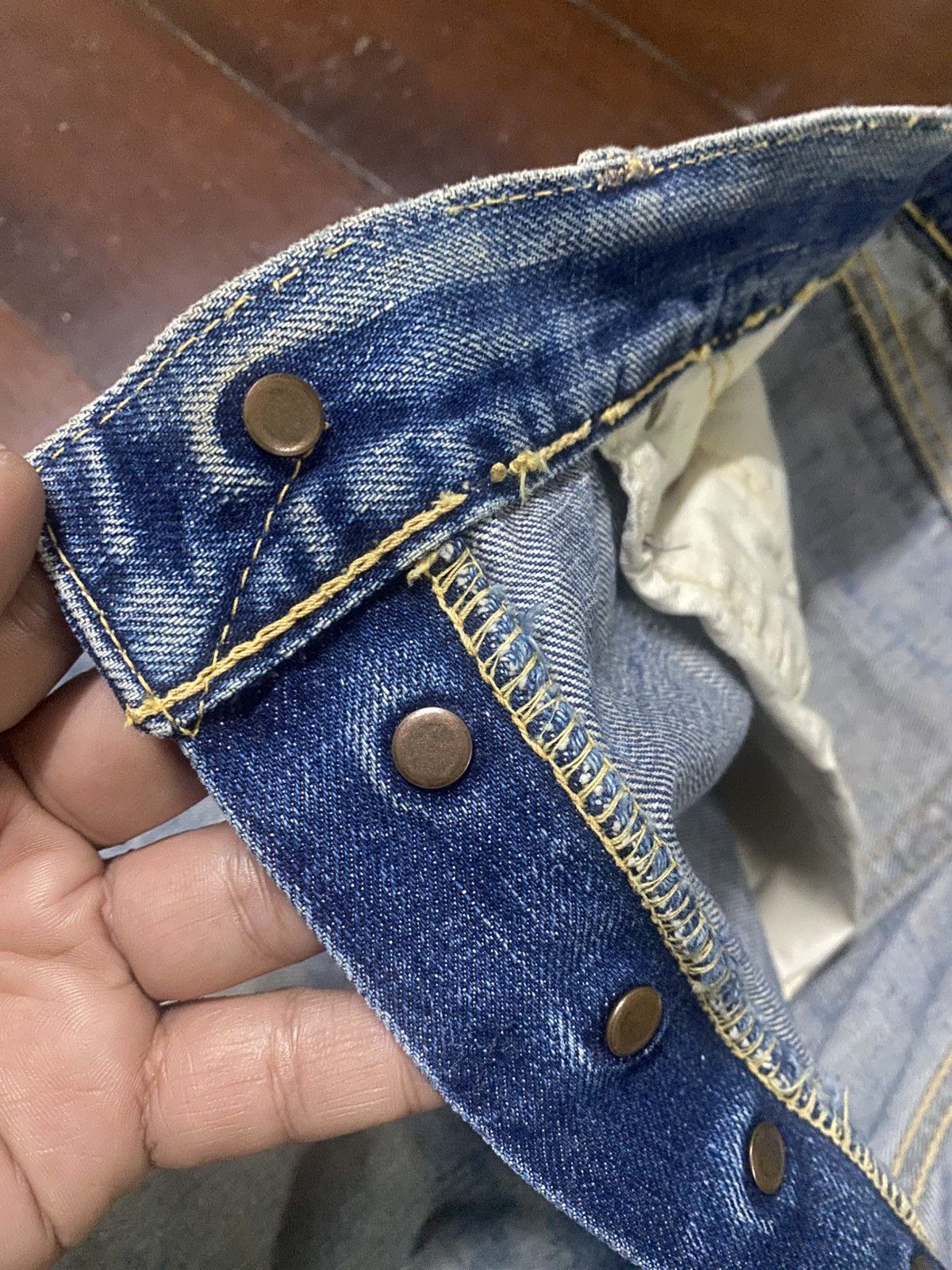 Warehouse Vintage 90s Warehouse patch leather Selvedge distressed Size US 32 / EU 48 - 19 Thumbnail