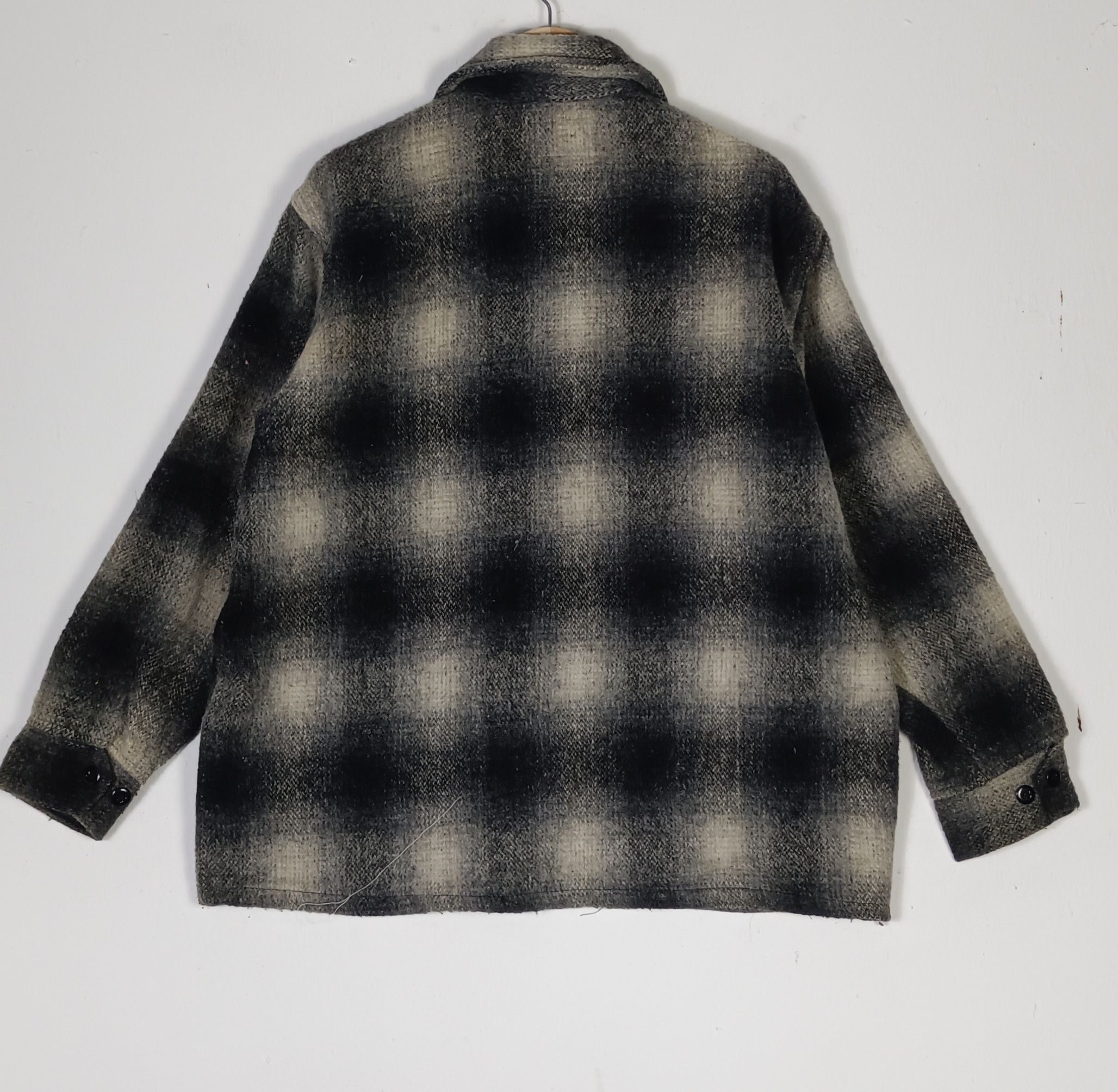 Vintage Vintage💥 80s Melton Shadow Plaid Wool Flannel Jacket Size US XL / EU 56 / 4 - 2 Thumbnail