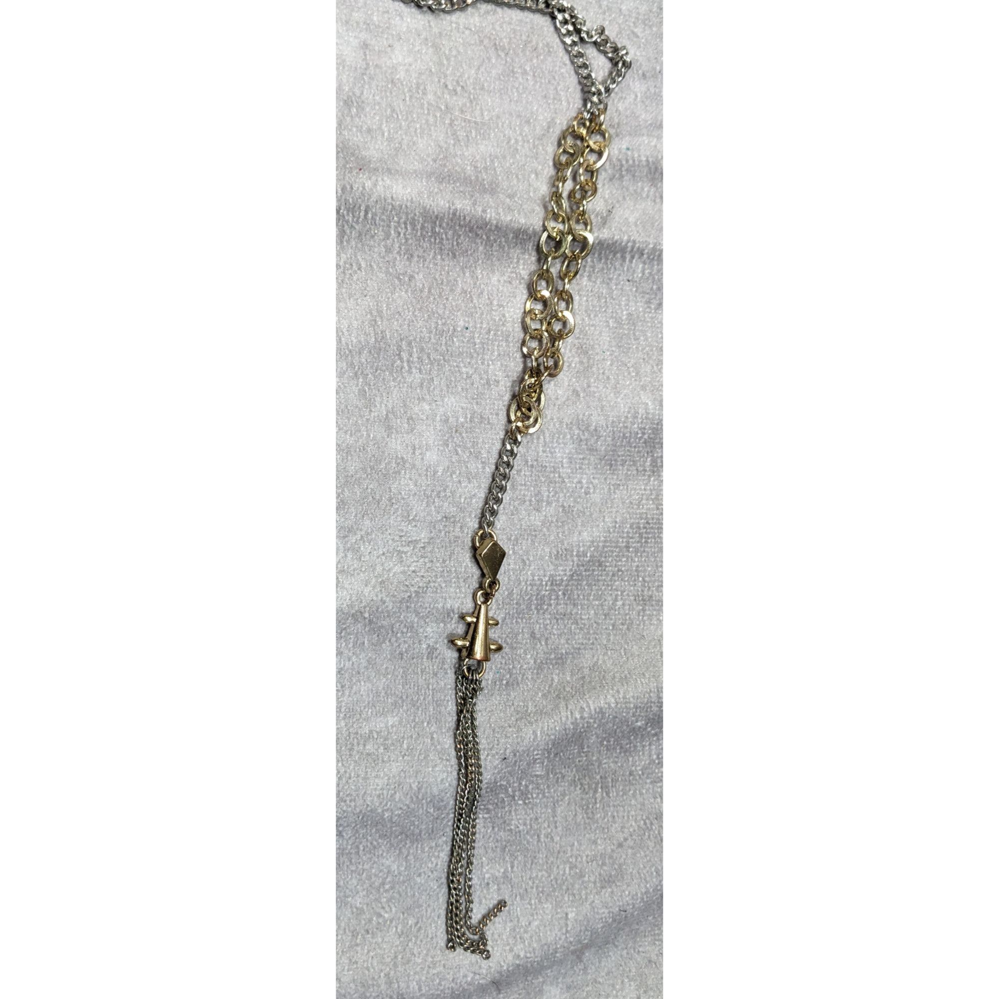 Bcbgmaxazria BCBGMAXAZRIA Metallic Punk Abstract Chain Tassel Necklace Size ONE SIZE - 6 Thumbnail