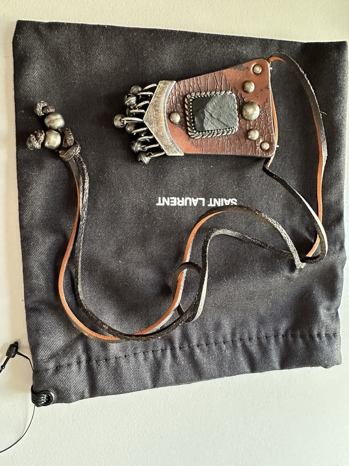 Saint Laurent Paris Saint Laurent ss15 psych rock leather/stone/metal necklace Size ONE SIZE - 5 Thumbnail