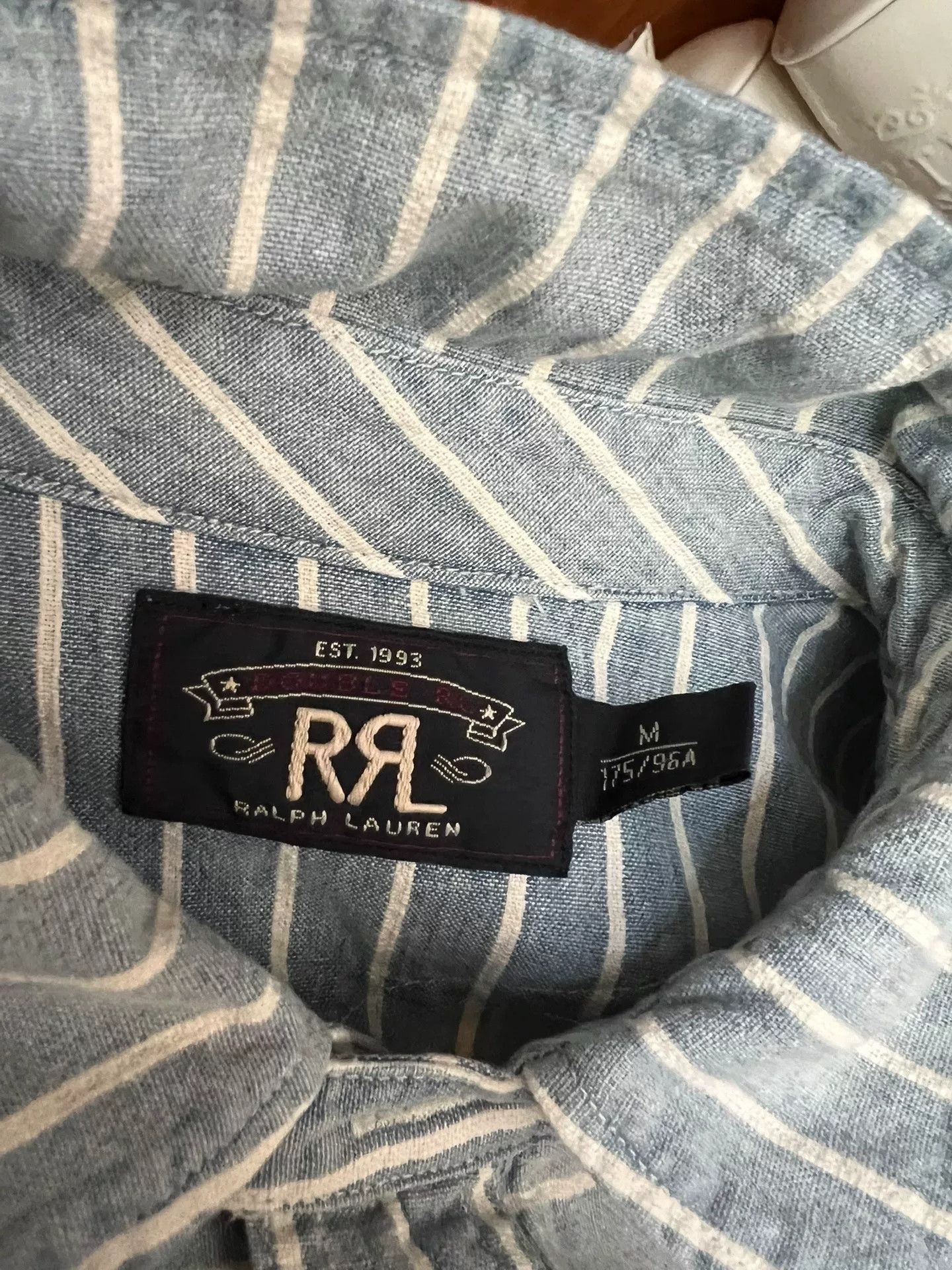 RRL Ralph Lauren RRL Striped Indigo Distressed Pullover Shirt Size US M / EU 48-50 / 2 - 8 Thumbnail