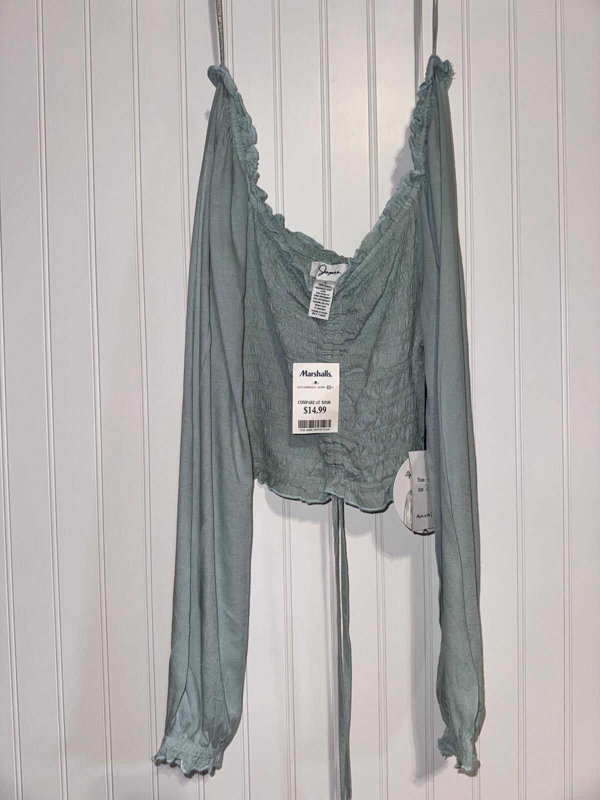 Japanese Brand Japna Light Blue Long Sleeve Smocked Top Size L Size L / US 10 / IT 46 - 1 Thumbnail
