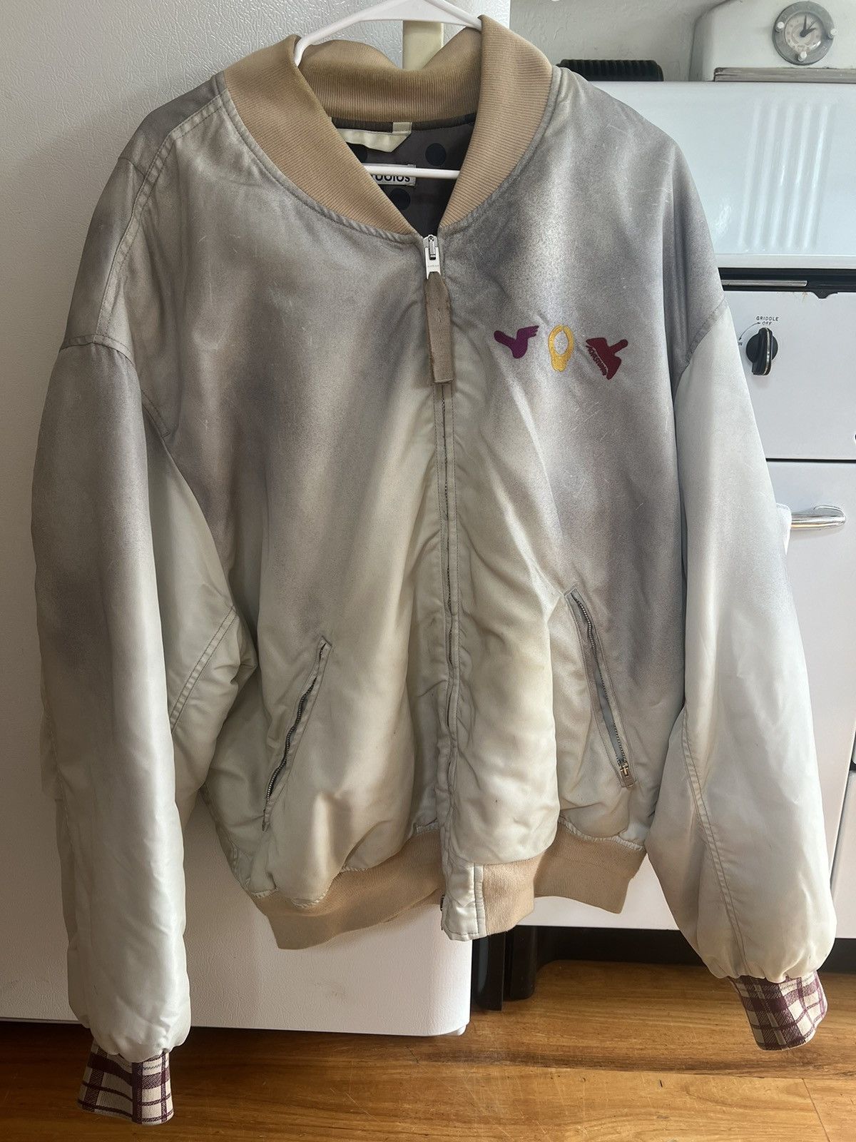 image of Acne Studios Acne Oversized Bomber in Silver, Men's (Size Medium)