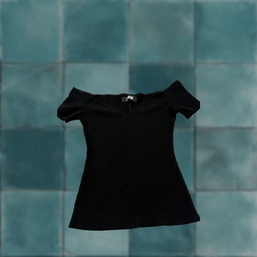 Reformation Reformation Off Shoulder Shirt Womens Small Black Ribbed Stretch Tencel Size S / US 4 / IT 40 - 1 Thumbnail
