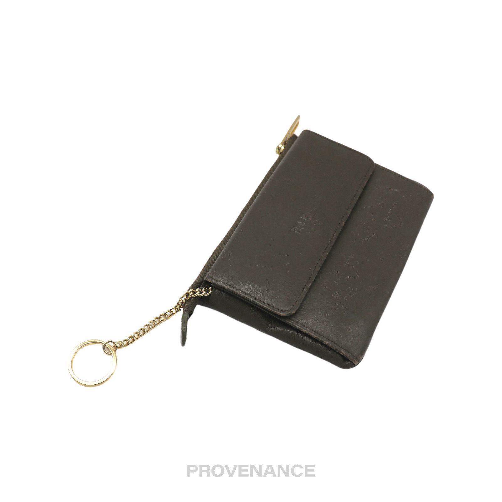 Balmain 🔴 Balmain Cles Zip Pouch Wallet - Olive Leather Size ONE SIZE - 5 Thumbnail