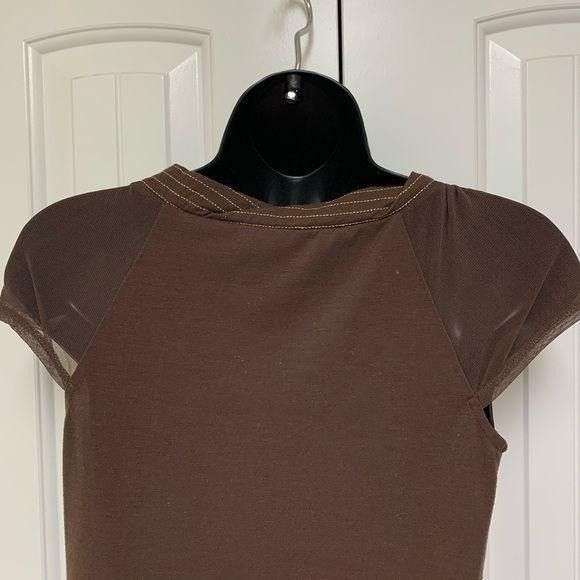 Other Brown and Gold Crew Neck Mesh Sleeve Flowy Top Size S / US 4 / IT 40 - 5 Thumbnail