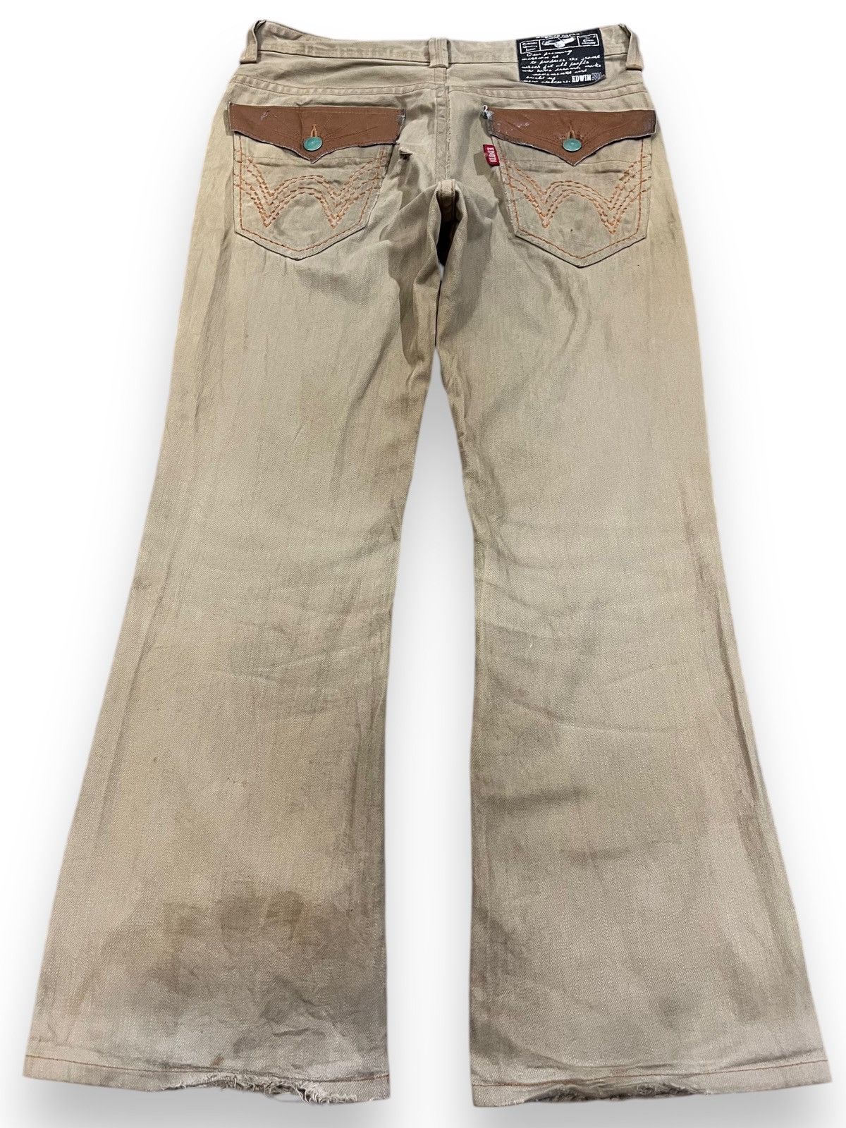 Edwin Vintage Edwin XV Flare Beige Tan Denim Size US 33 - 6 Thumbnail