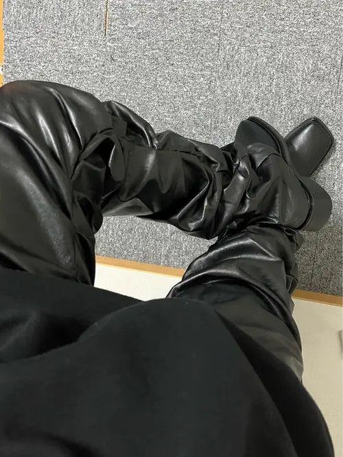 Leather Loose Ruched Casual Pu Leather Pants Streetwear Punk Rock Size US 32 / EU 48 - 7 Thumbnail