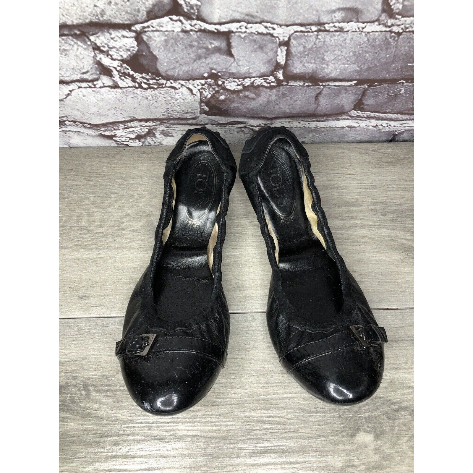 Tod's Tod's Black Leather Cap Toe Buckle Ballerina Ballet Flats Wo Size US 10 / IT 40 - 2 Thumbnail