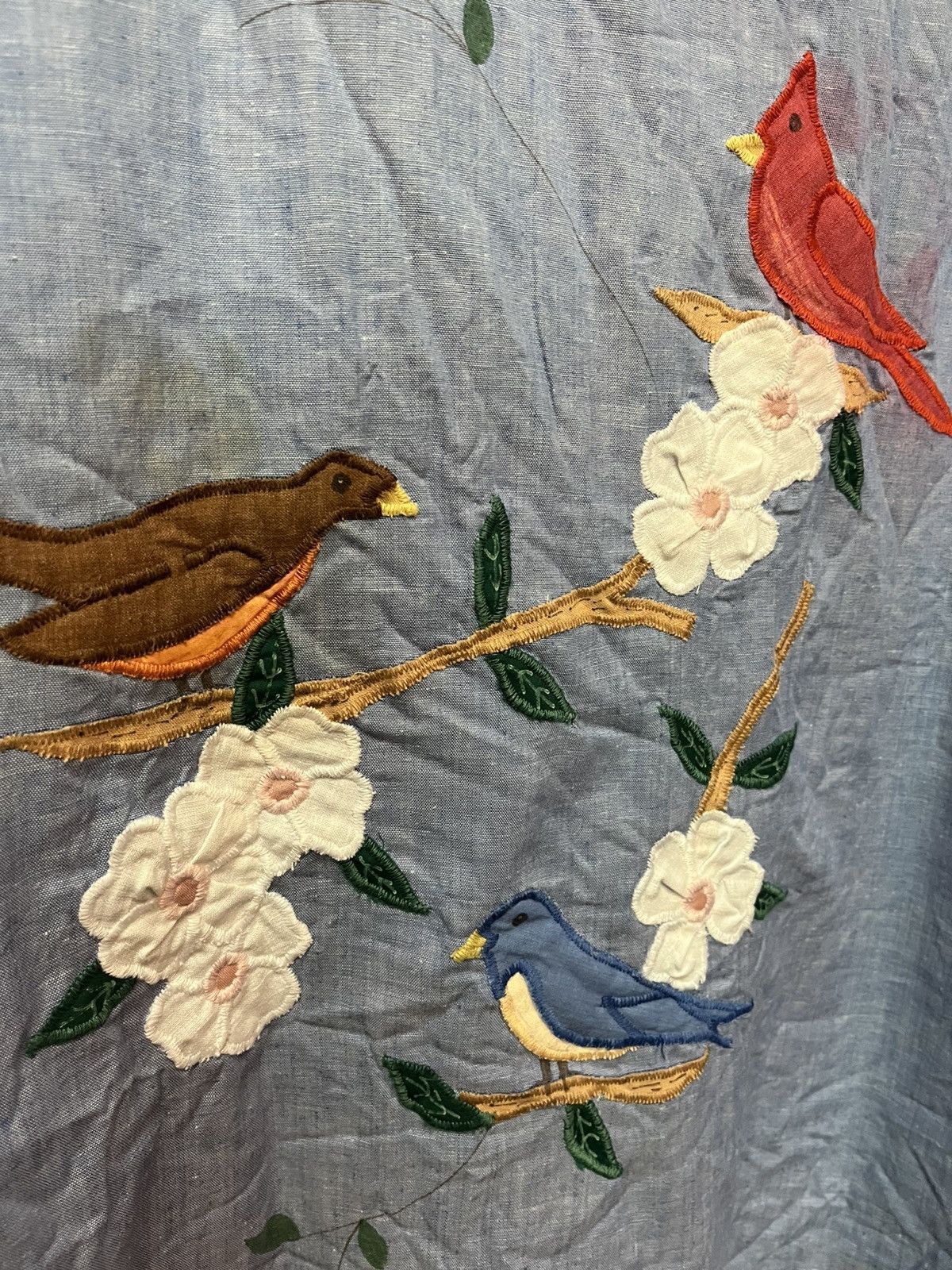Other Vintage 1970s Cottage Crafts Bird Applique Chambray Shirt Size US L / EU 52-54 / 3 - 10 Thumbnail