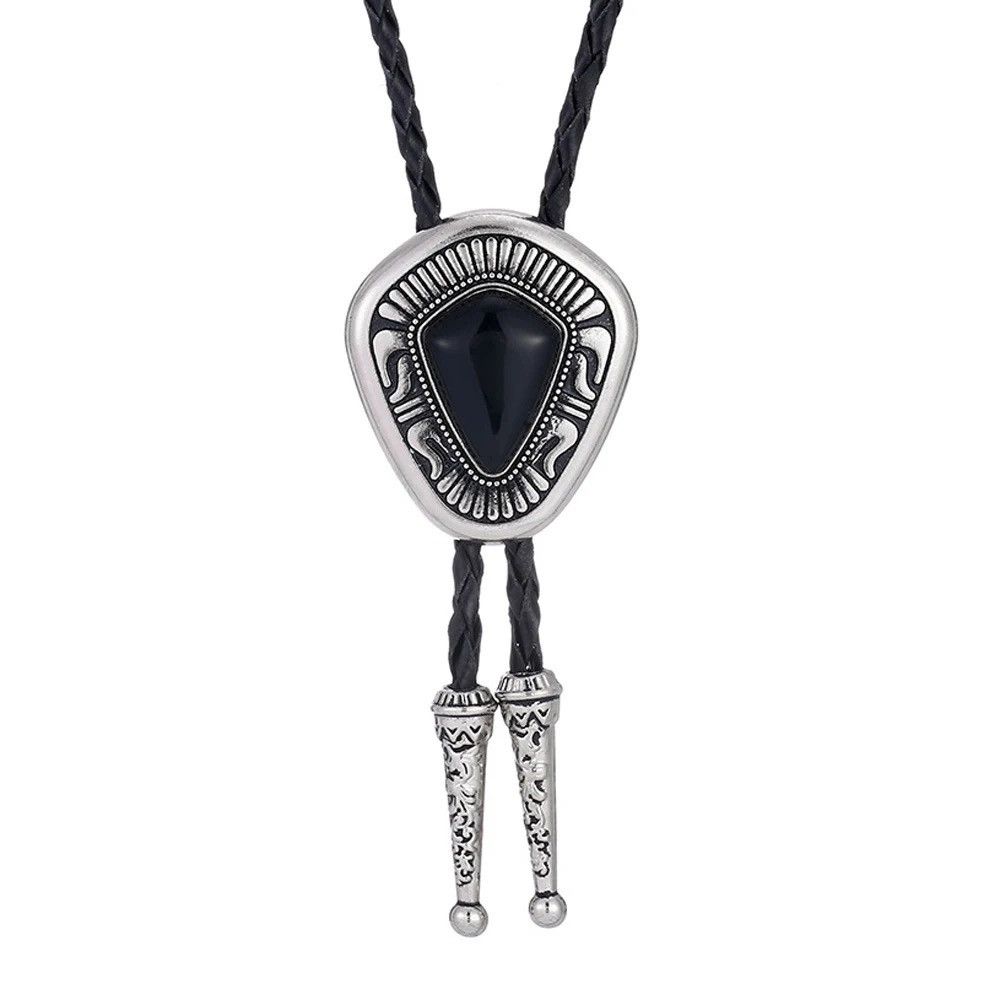 Vintage Natural Turquoise Water Drop Diamond Shape Rope Bolo Tie Size ONE SIZE - 2 Thumbnail