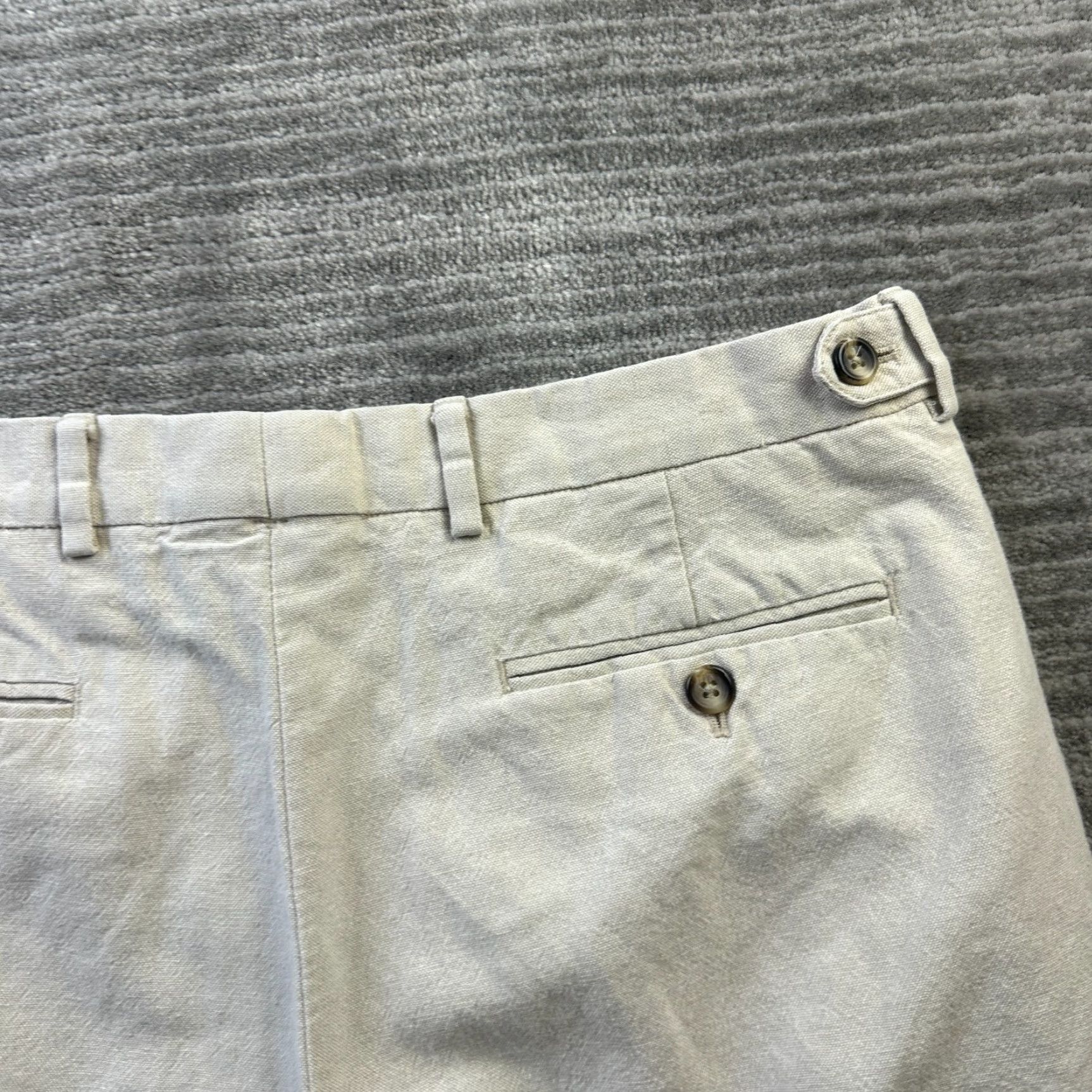 J.Crew J.CREW Pants Mens 35x30 Beige Linen Blend Chino Flat Front 5-Pocket Slimming Regular Straight Trousers Casual Workwear Size US 35 - 4 Thumbnail
