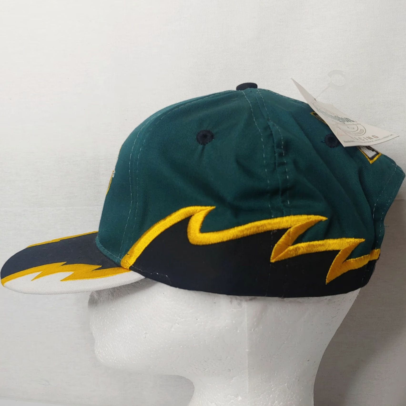 NASCAR NASCAR Remington Racing Shark Tooth Cap Hat Green Yellow Gun Maker Vintage #75 Size ONE SIZE - 5 Thumbnail