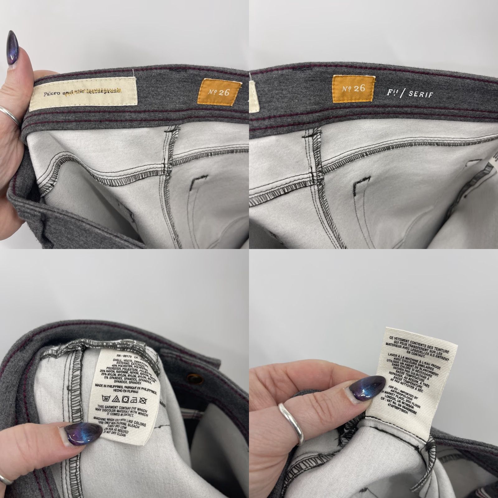 Vintage Pilcro Skinny Stretch Pants Womens 26 Slim Cotton Blend Gray Flat Front Knit Skinny - Pilcro - Pants - Women - 26 - Gray - Stretch - 1990s? Size 26" / US 2 / IT 38 - 9 Thumbnail