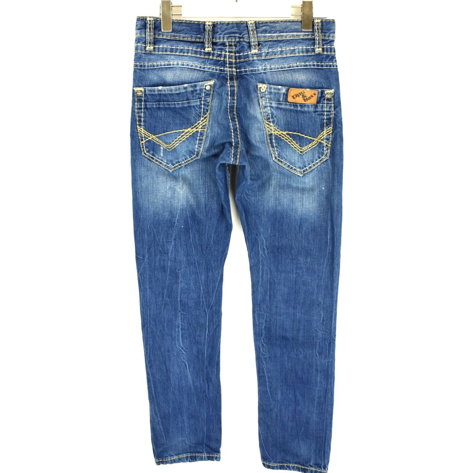 Vintage Cipo & Baxx C-688 Men's Jeans Tapered W30/L32 Button Regular Fit Blue Distressed Whiskers Size US 30 / EU 46 - 2 Thumbnail