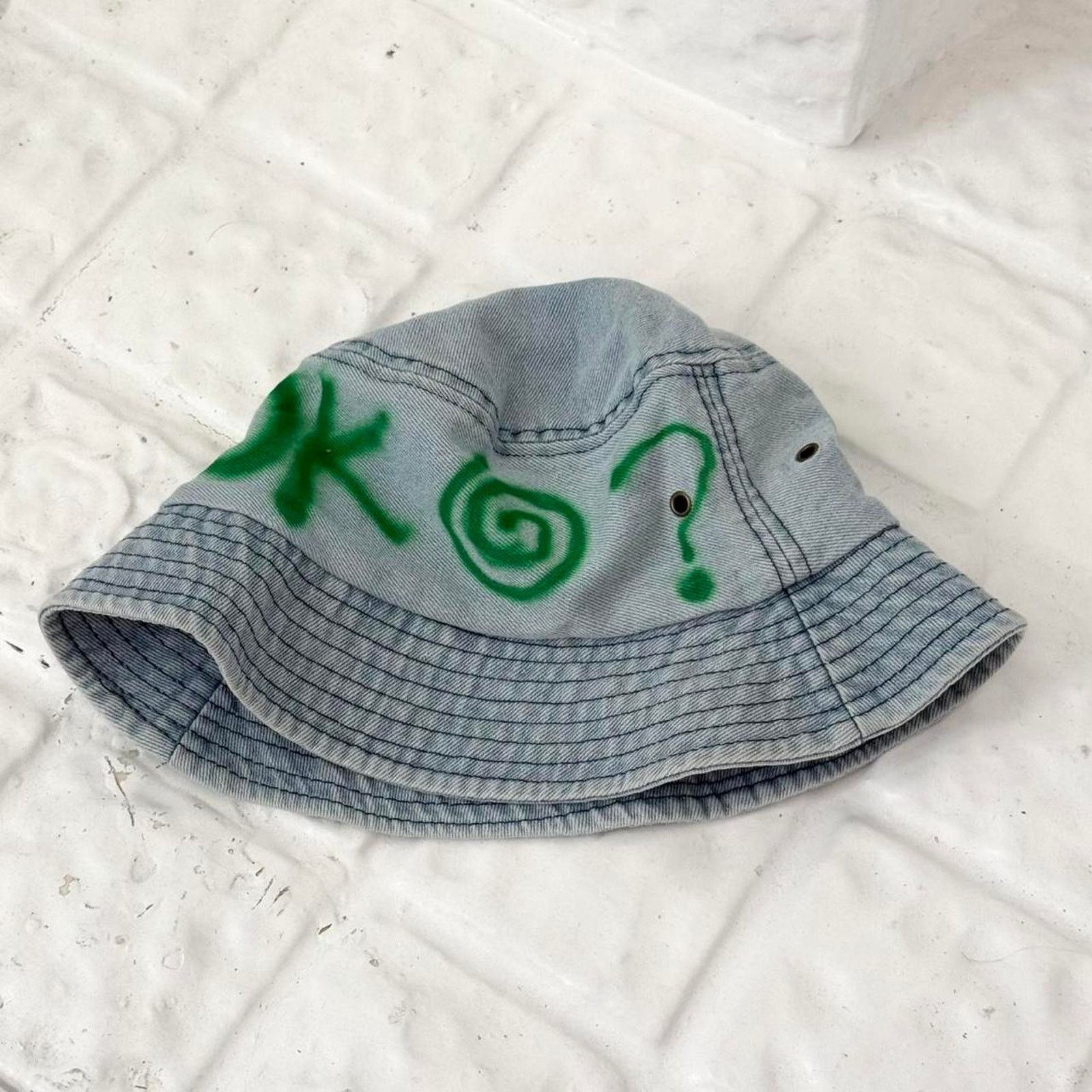 Other Y2k airbrushed denim bucket hat Size ONE SIZE - 4 Thumbnail