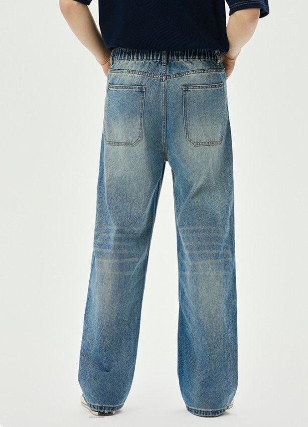 Jean Men's American-Style Washed Distressed Jeans Size US 32 / EU 48 - 4 Thumbnail