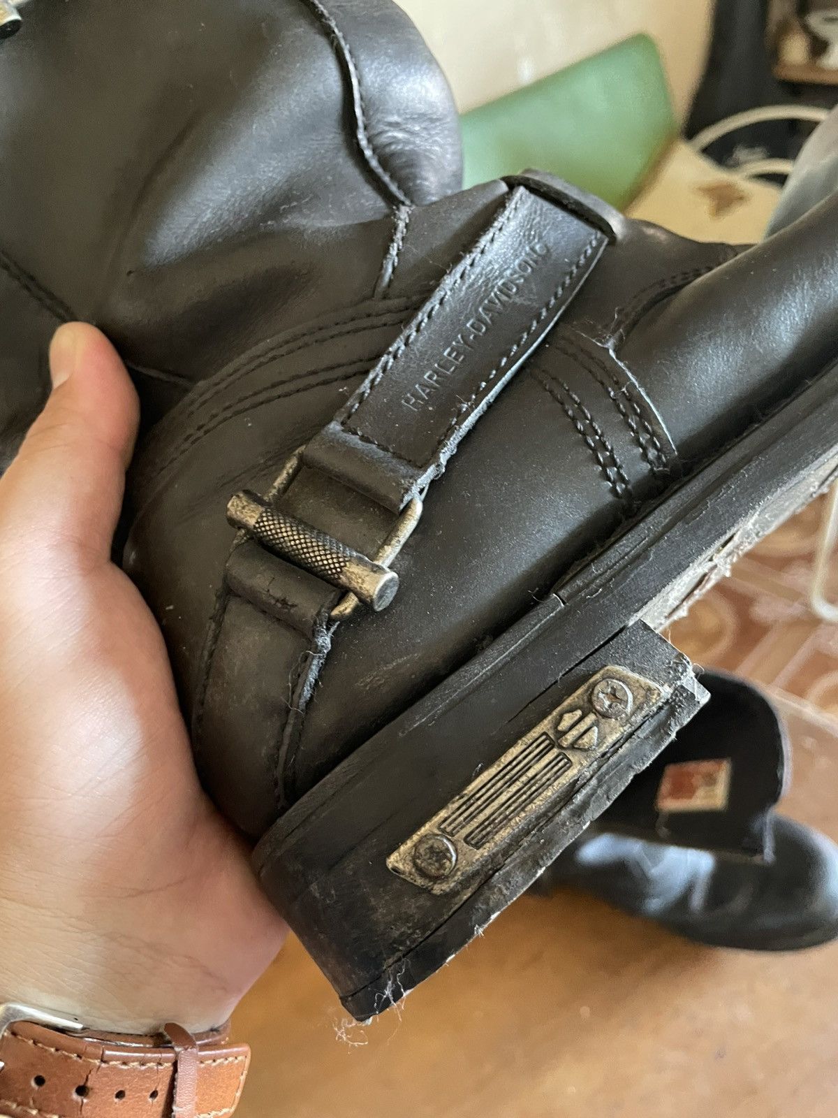 Harley Davidson × Leather × Vintage Harley Davidson Leather Upper Balance motor cycles Size US 8 / EU 41 - 7 Thumbnail