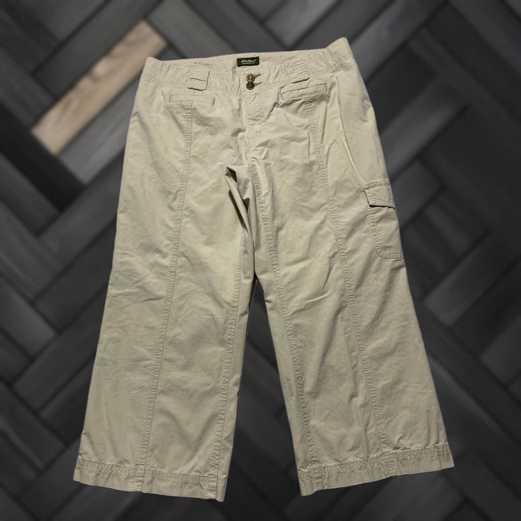 Eddie Bauer Eddie Bauer Vashon Fit Cargo Crop Pants Womens 12 Khaki Beige Wide-Leg Ripstop Modern Utility Outdoor Spring Summer Fall Women Size 24" / US 00 / IT 34 - 1 Thumbnail