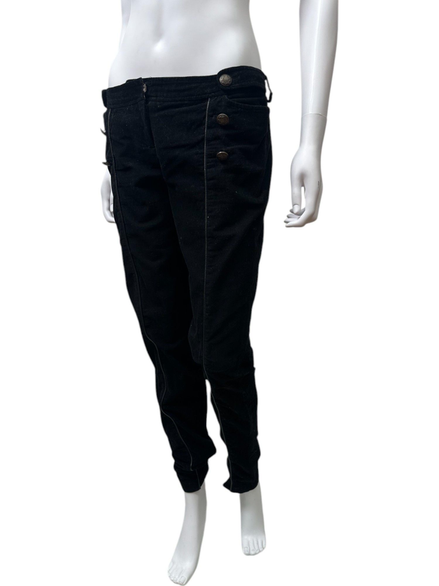 Dolce & Gabbana Buttoned Velvet Black Pants Size 28" / US 6 / IT 42 - 2 Thumbnail