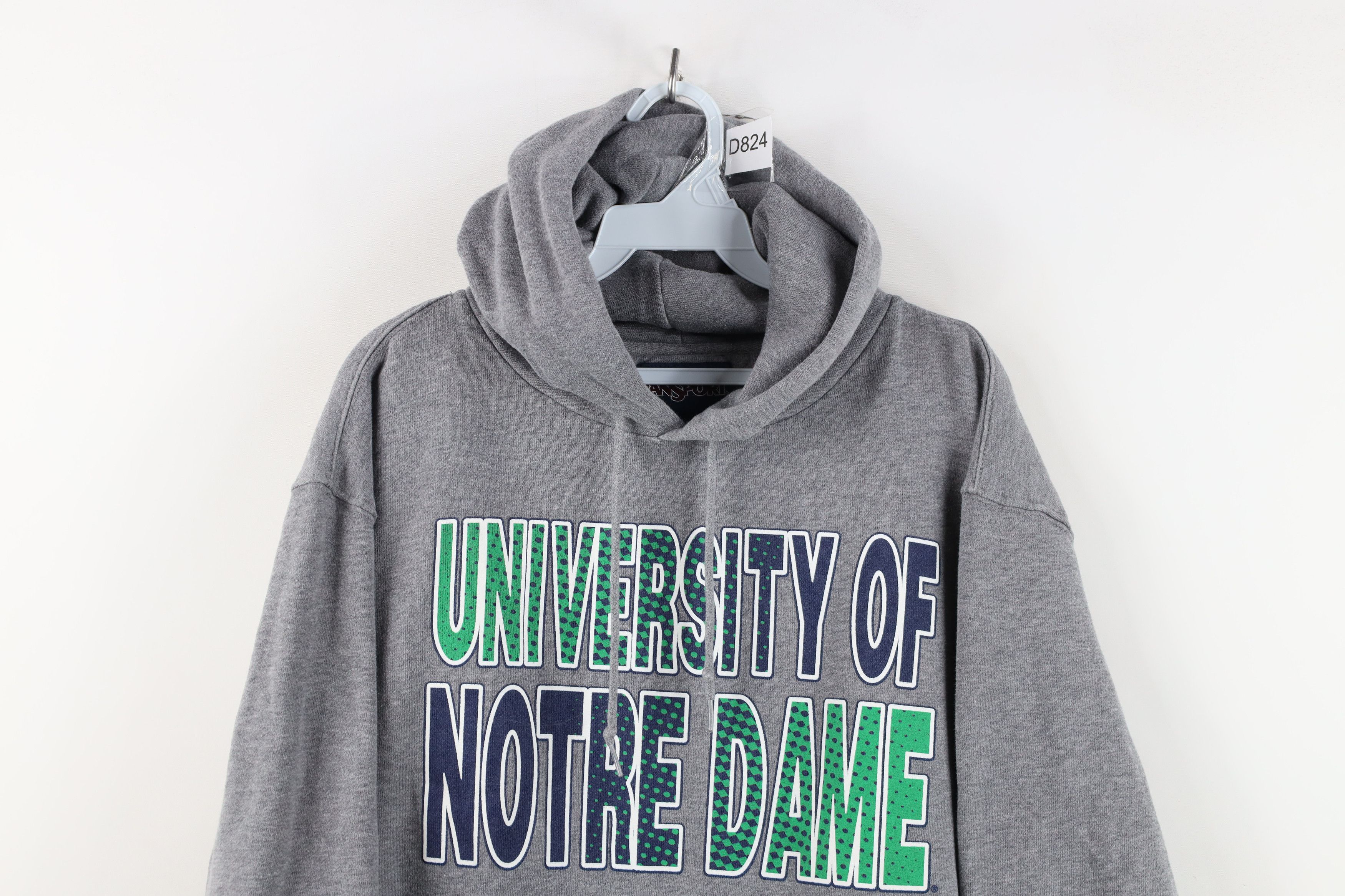 Vintage Vintage 90s Notre Dame University Hoodie Sweatshirt Gray Size L / US 10 / IT 46 - 2 Thumbnail