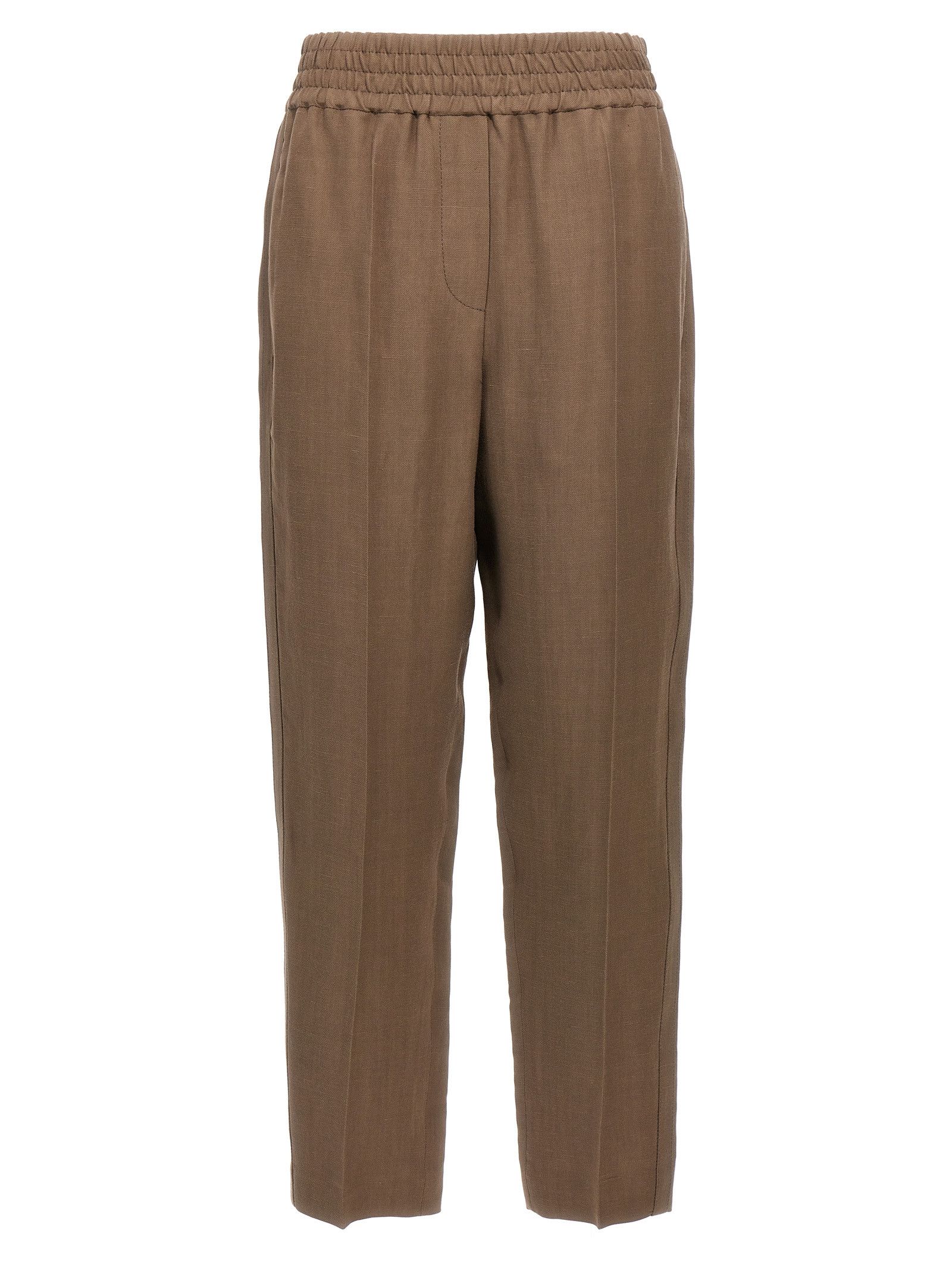 パンツ BRUNELLO CUCINELLI Women Straight Pants MH126P8292C3095 Beig Wool-blend straight pants in beige - Brunello Cucinelli