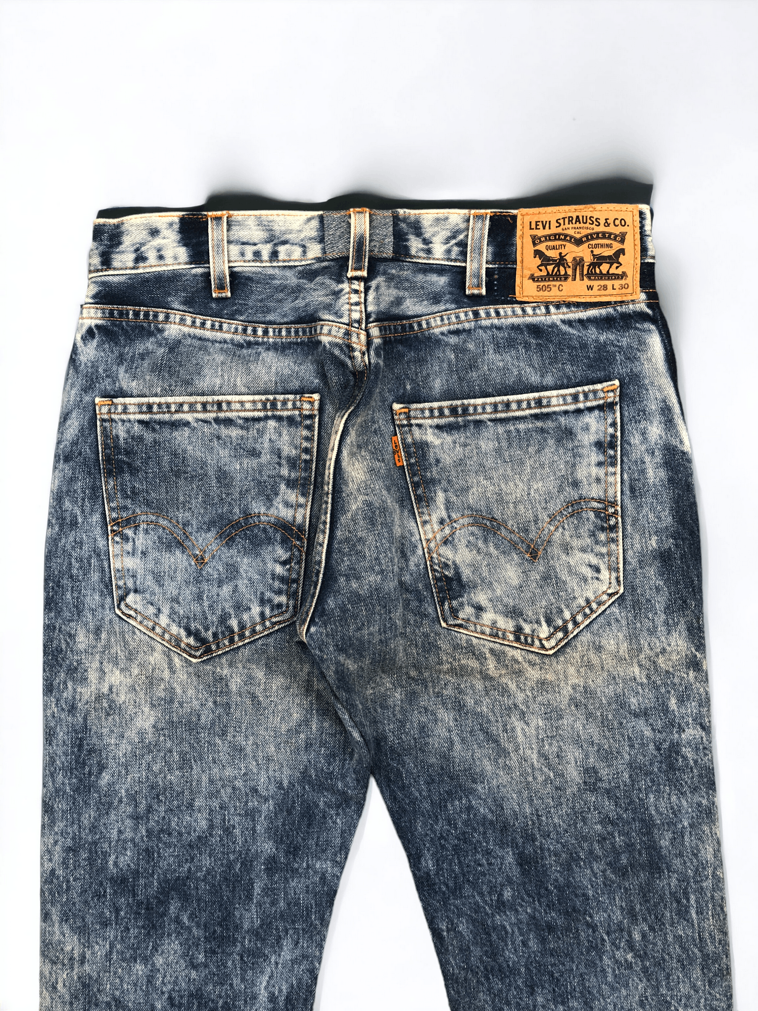 Levi's Vintage Levis 505 Orange Tab Acid Wash Jeans 29x28.5 S0017 Size US 29 - 4 Thumbnail
