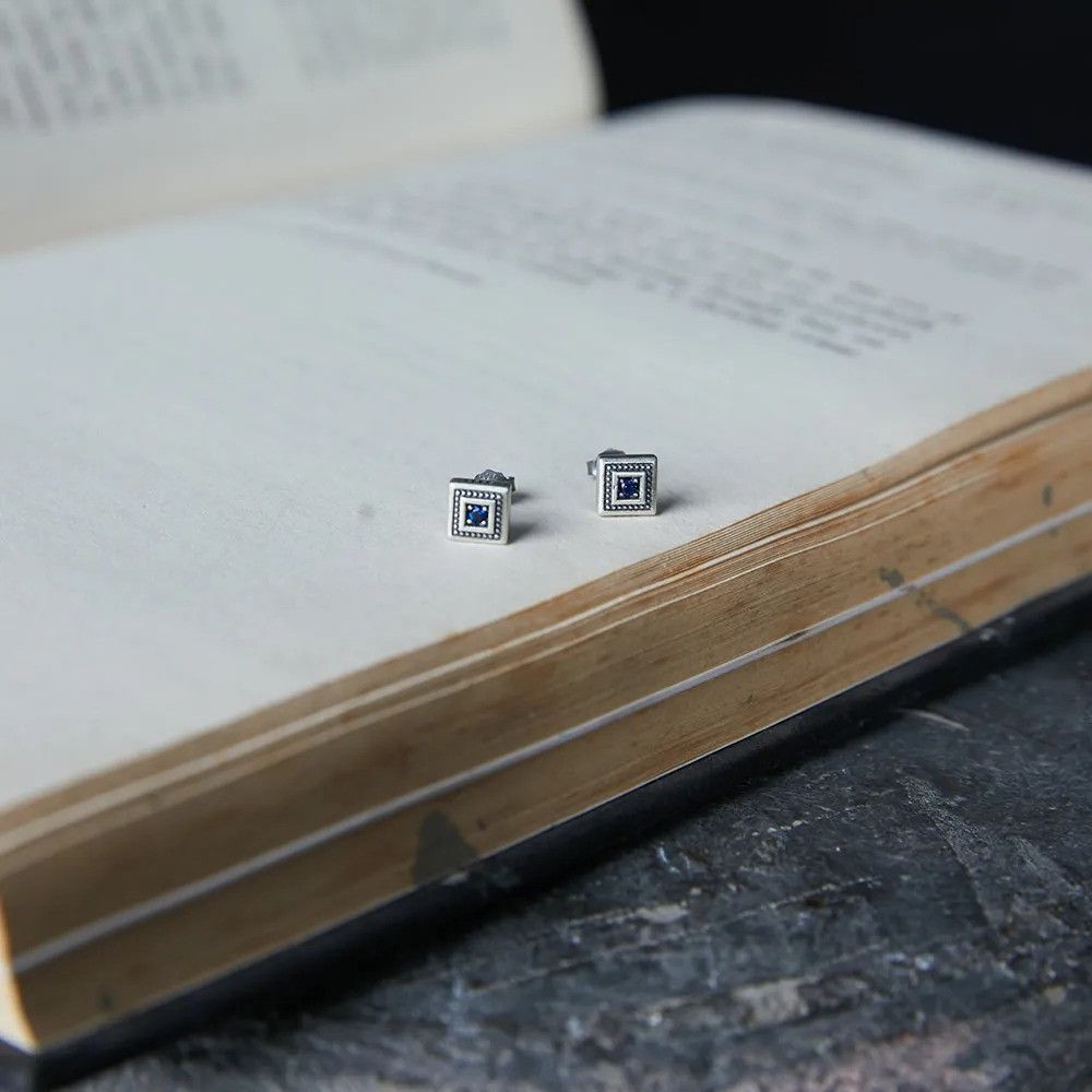 Jewelry Tiny Blue Zircon Stud Earrings 925 Sterling Ear Studs Charms Size ONE SIZE - 6 Thumbnail