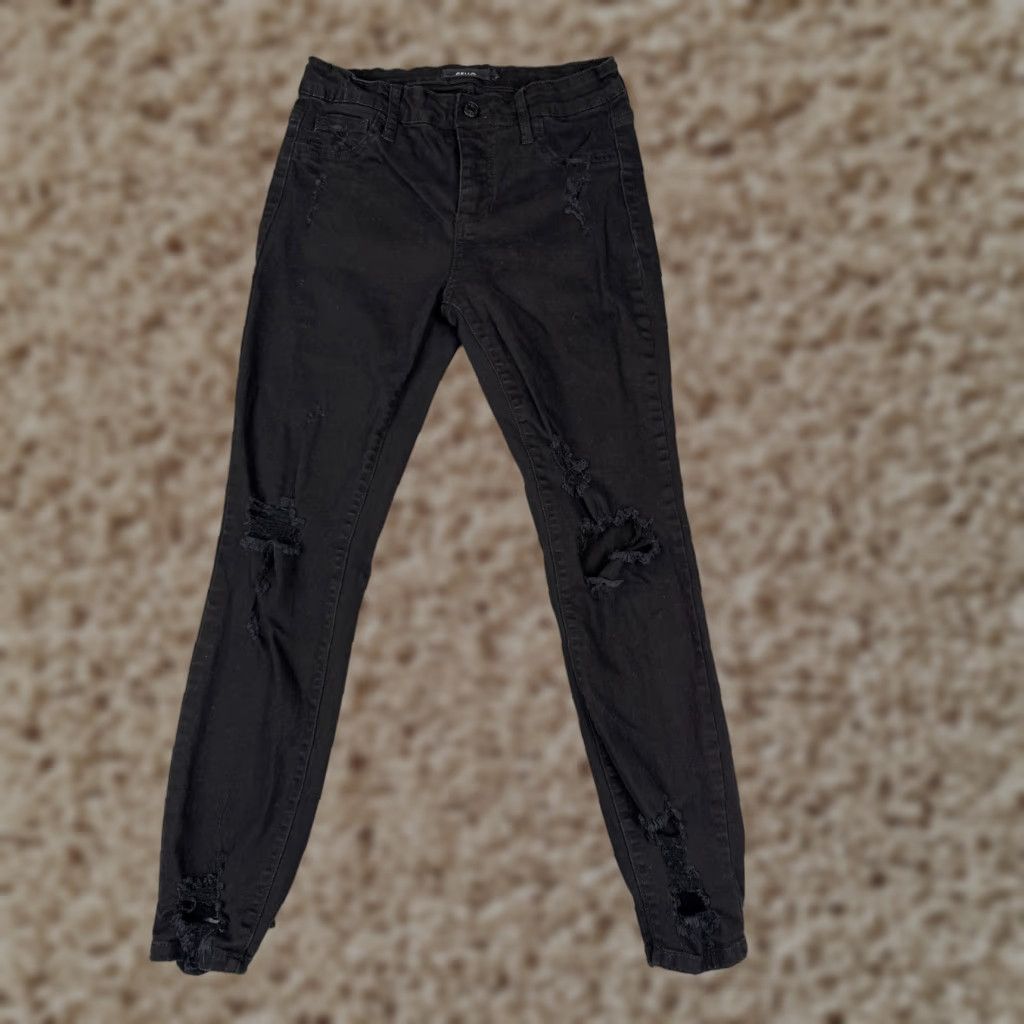 Denime Cello Jeans Junior 5 Black Denim Skinny Tapered Distressed Cotton 25x25 Size 27" / US 4 / IT 40 - 1 Thumbnail