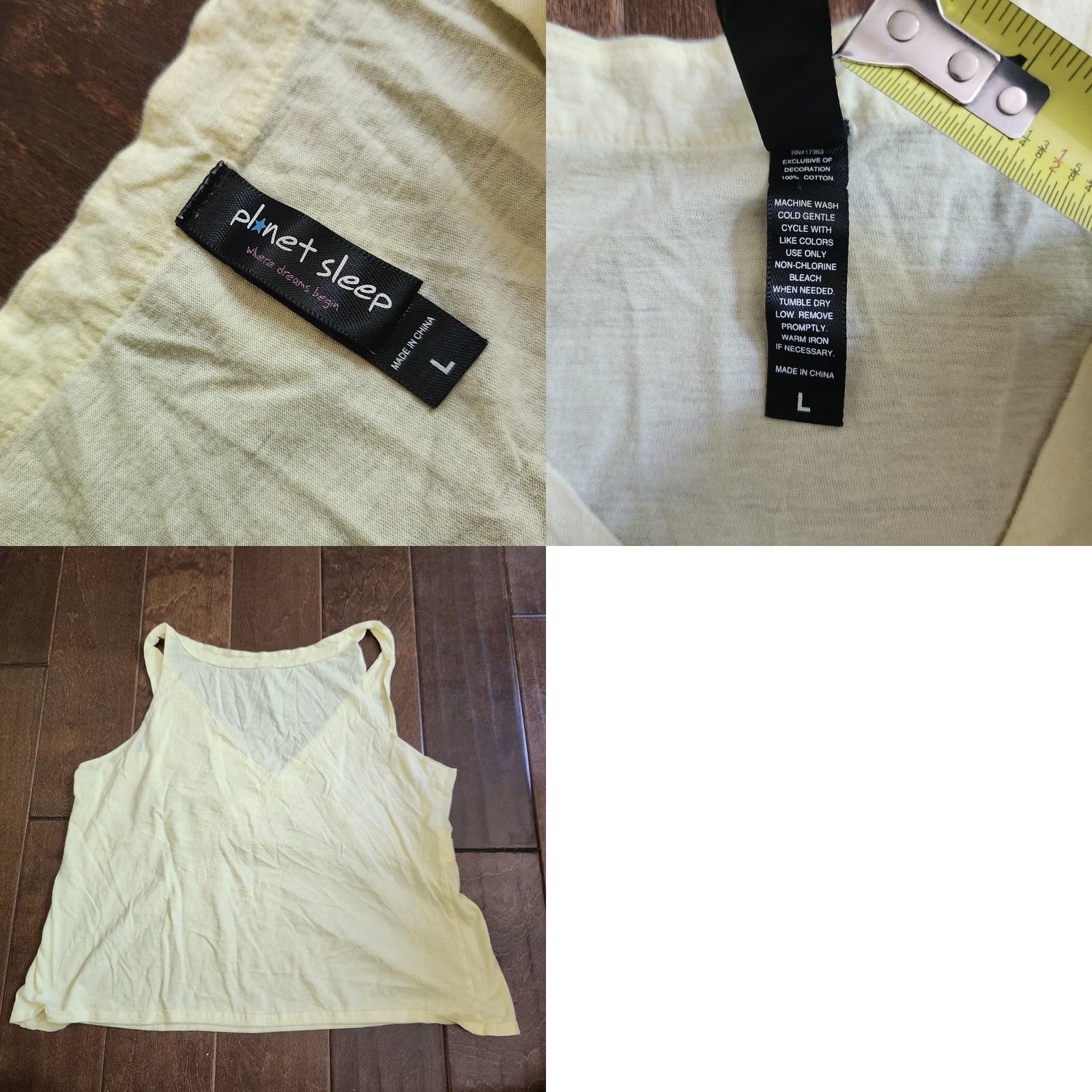 Vintage Planet Sleep Tank Shirt Juniors Adult Large Women Yellow Sleeveless Pullover 100% Cotton Casual School Modern Basic Summer Spring Fall Size L / US 10 / IT 46 - 9 Thumbnail