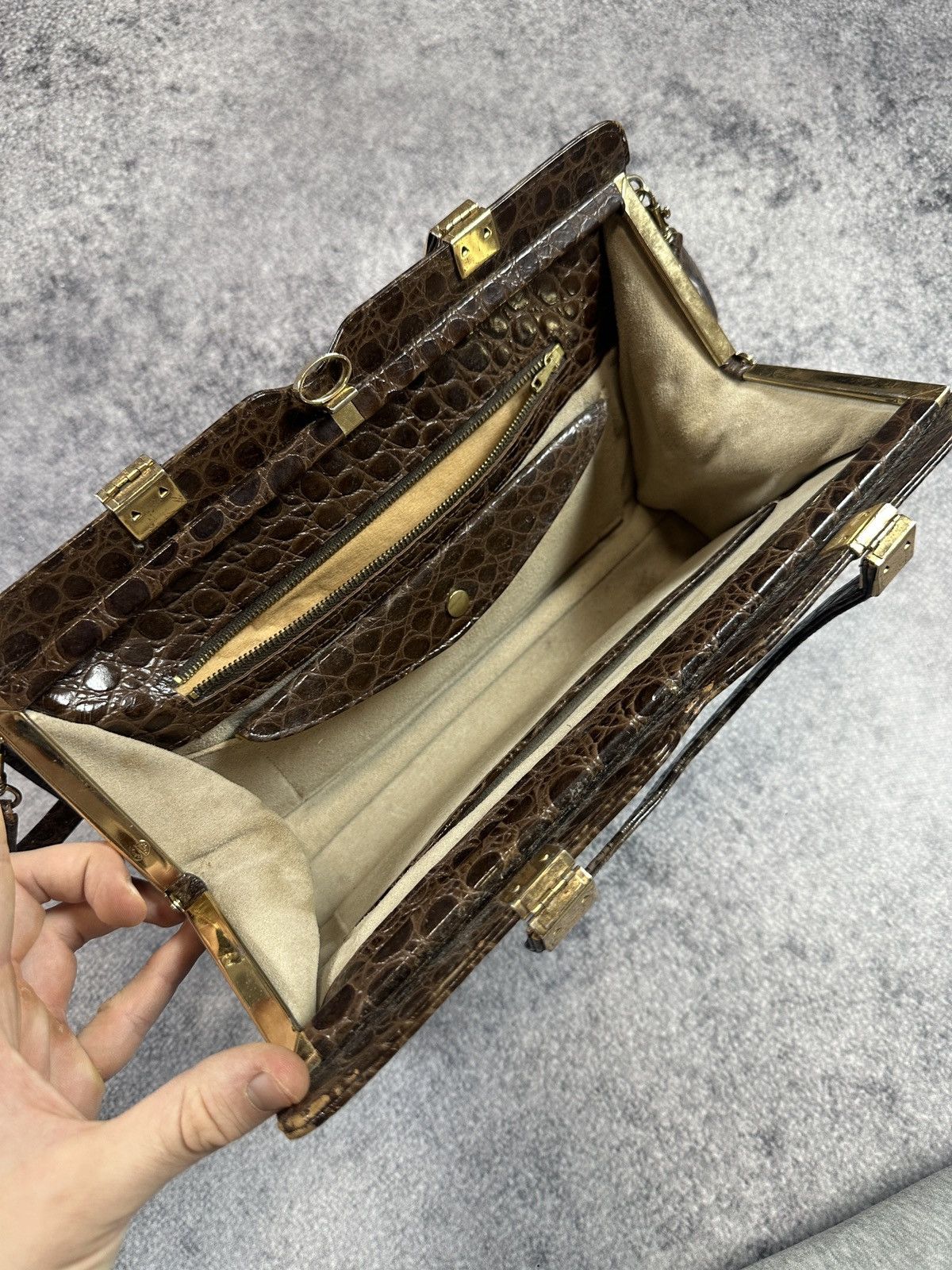 Vintage Vintage Ackery London Leather Bag Crocodile 80s Women Lux Size ONE SIZE - 3 Thumbnail