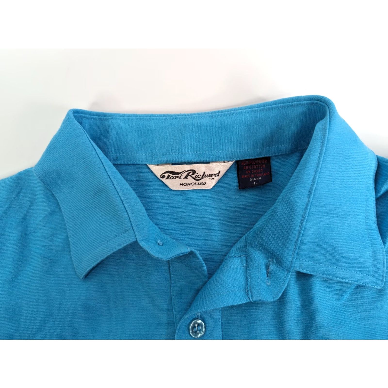 Tori Richard VINTAGE Tori Richard Polo Shirt Mens Large Light Blue Honolulu Hawaii Pocket Logo Preppy Size US L / EU 52-54 / 3 - 7 Thumbnail