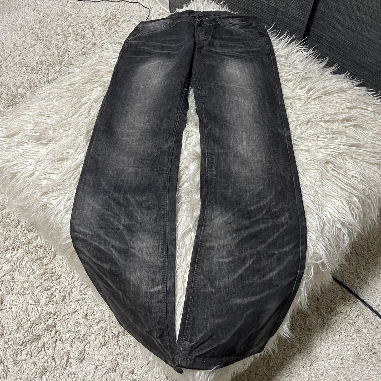 Japanese Brand Vintage Faded Wash Low-rise Flared Bootcut Denim Jeans Black Size 30" / US 8 / IT 44 - 5 Thumbnail